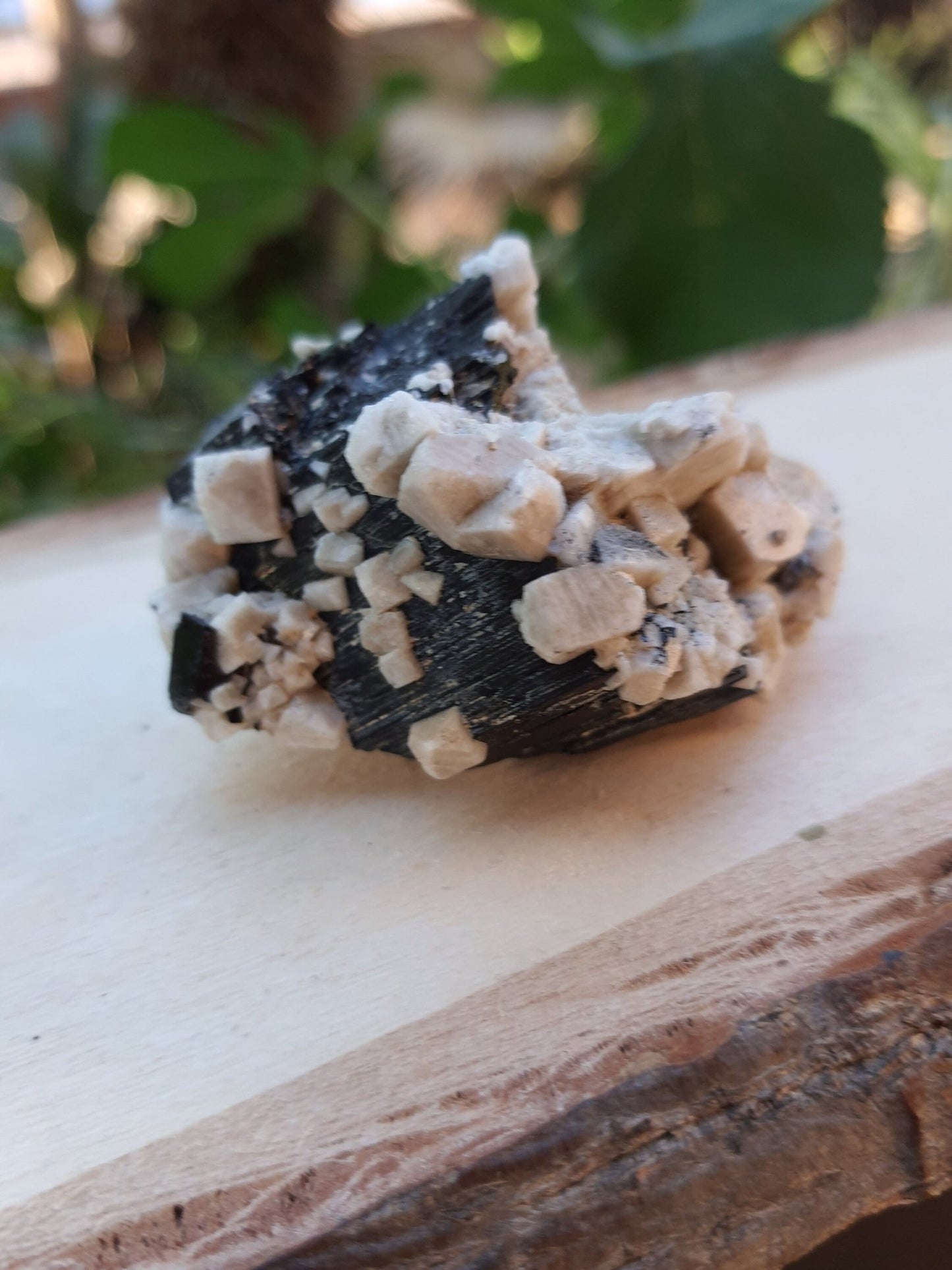 Tourmaline With Orthoclase Feldspar Natural Specimen, Raw Tourmaline crystal, 56g - LunarGem - 