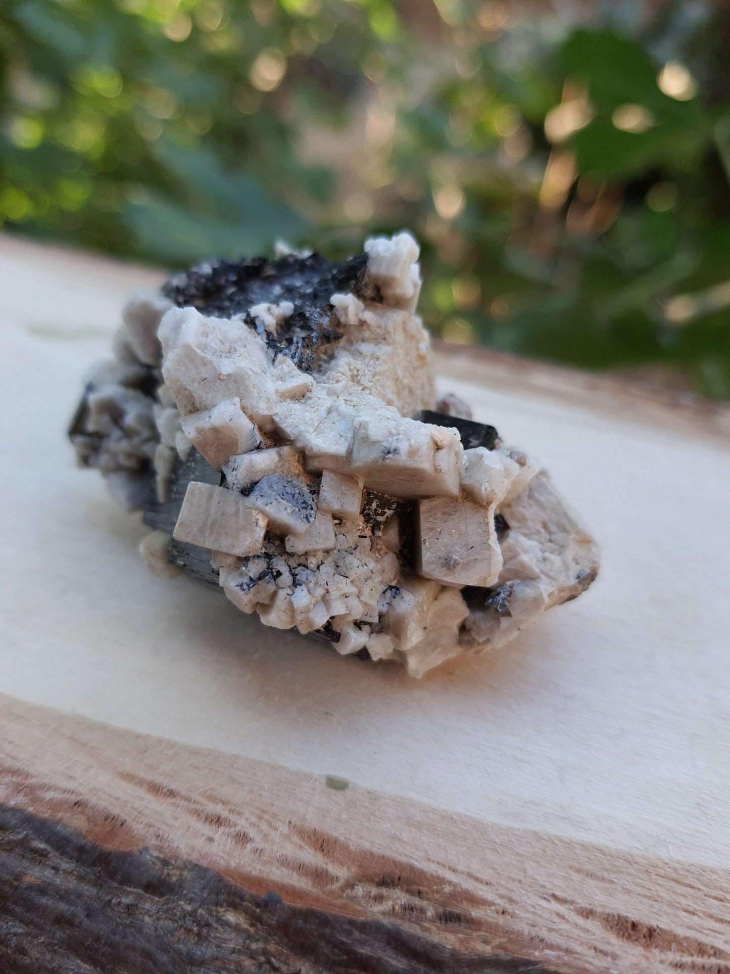 Tourmaline With Orthoclase Feldspar Natural Specimen, Raw Tourmaline crystal, 56g - LunarGem - 