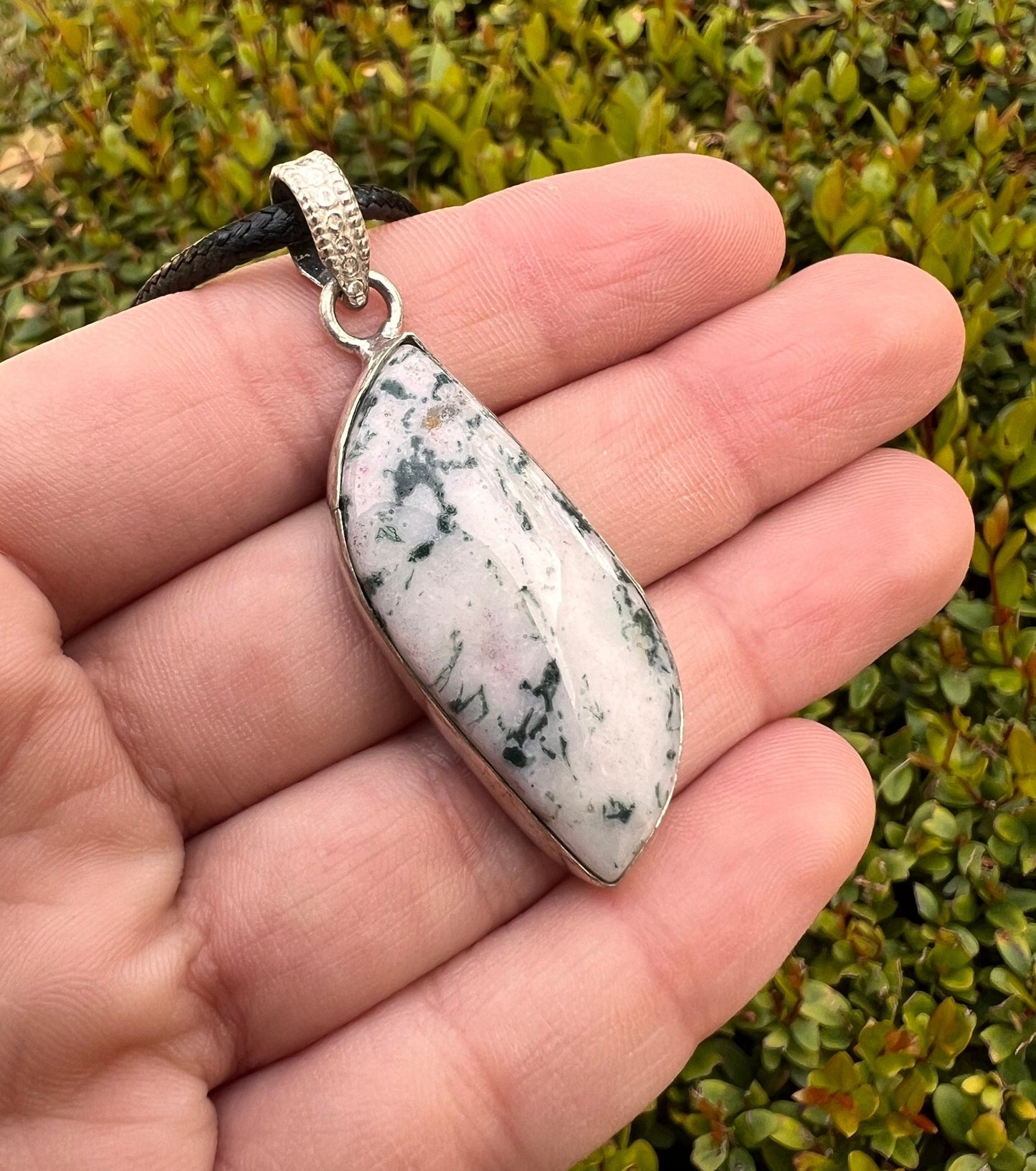Tree Agate Pendant In Sterling Silver Statement Necklace Boho Pendant Unique Gift For Her GypsyJewelry - LunarGem - 