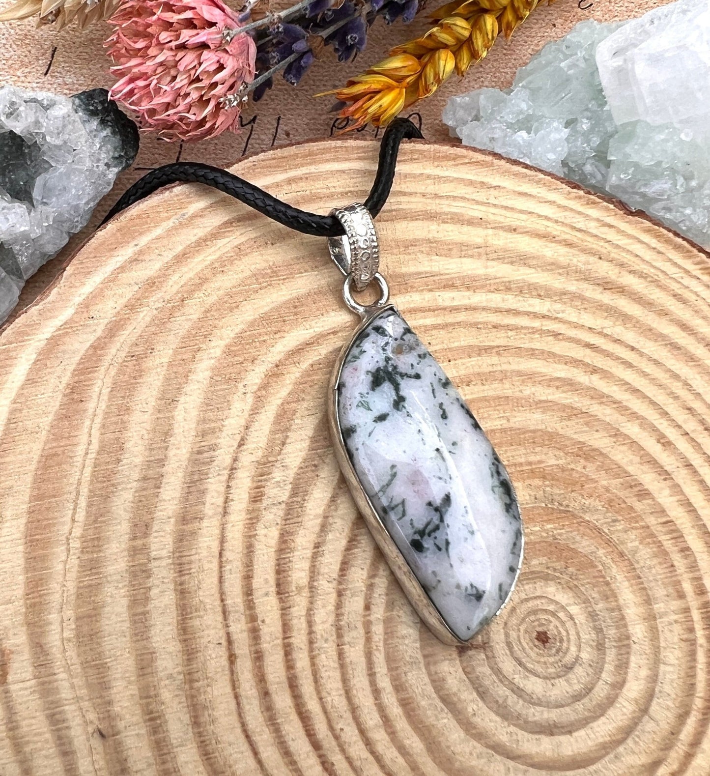 Tree Agate Pendant In Sterling Silver Statement Necklace Boho Pendant Unique Gift For Her GypsyJewelry - LunarGem - 