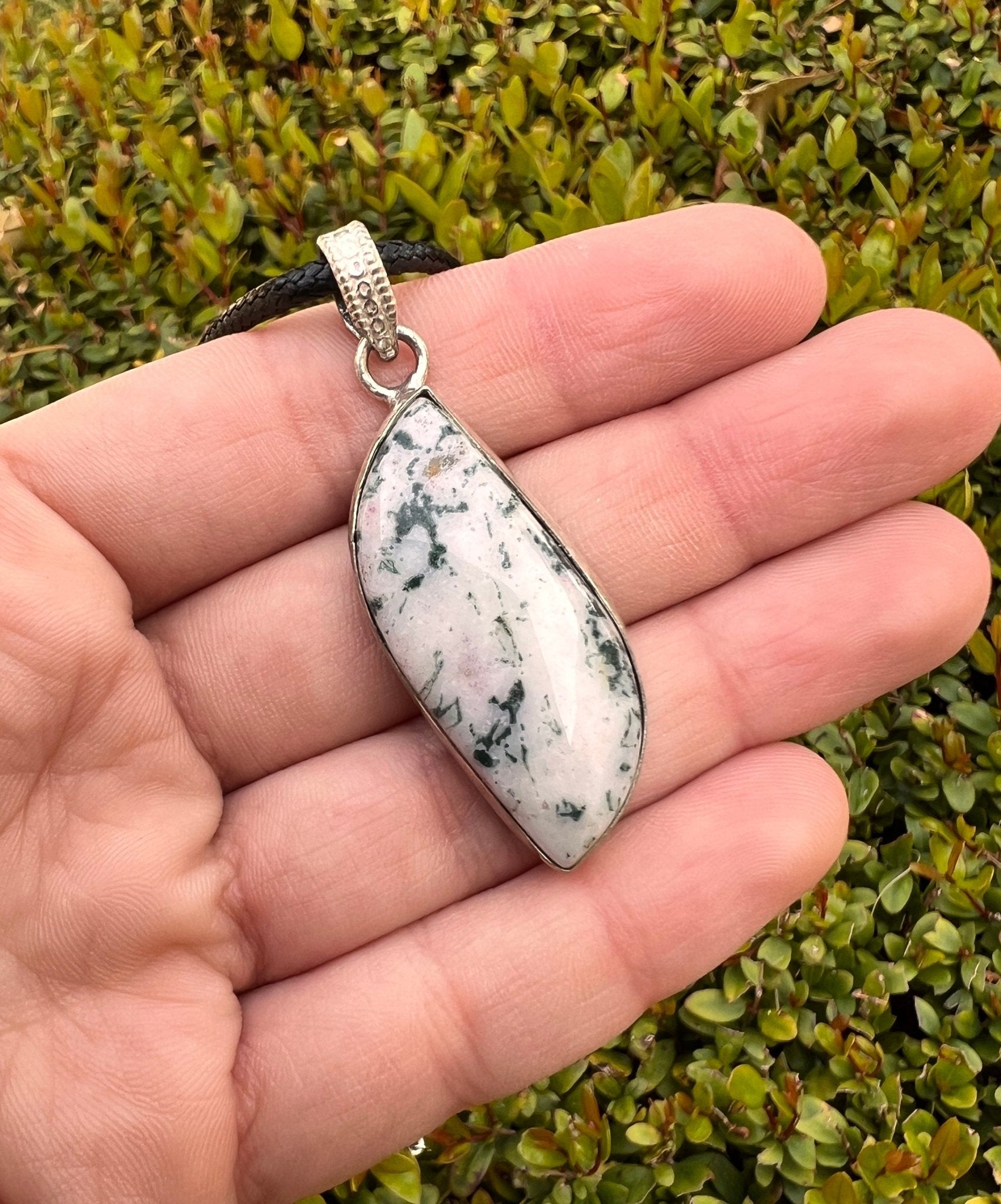 Tree Agate Pendant In Sterling Silver Statement Necklace Boho Pendant Unique Gift For Her GypsyJewelry - LunarGem - 