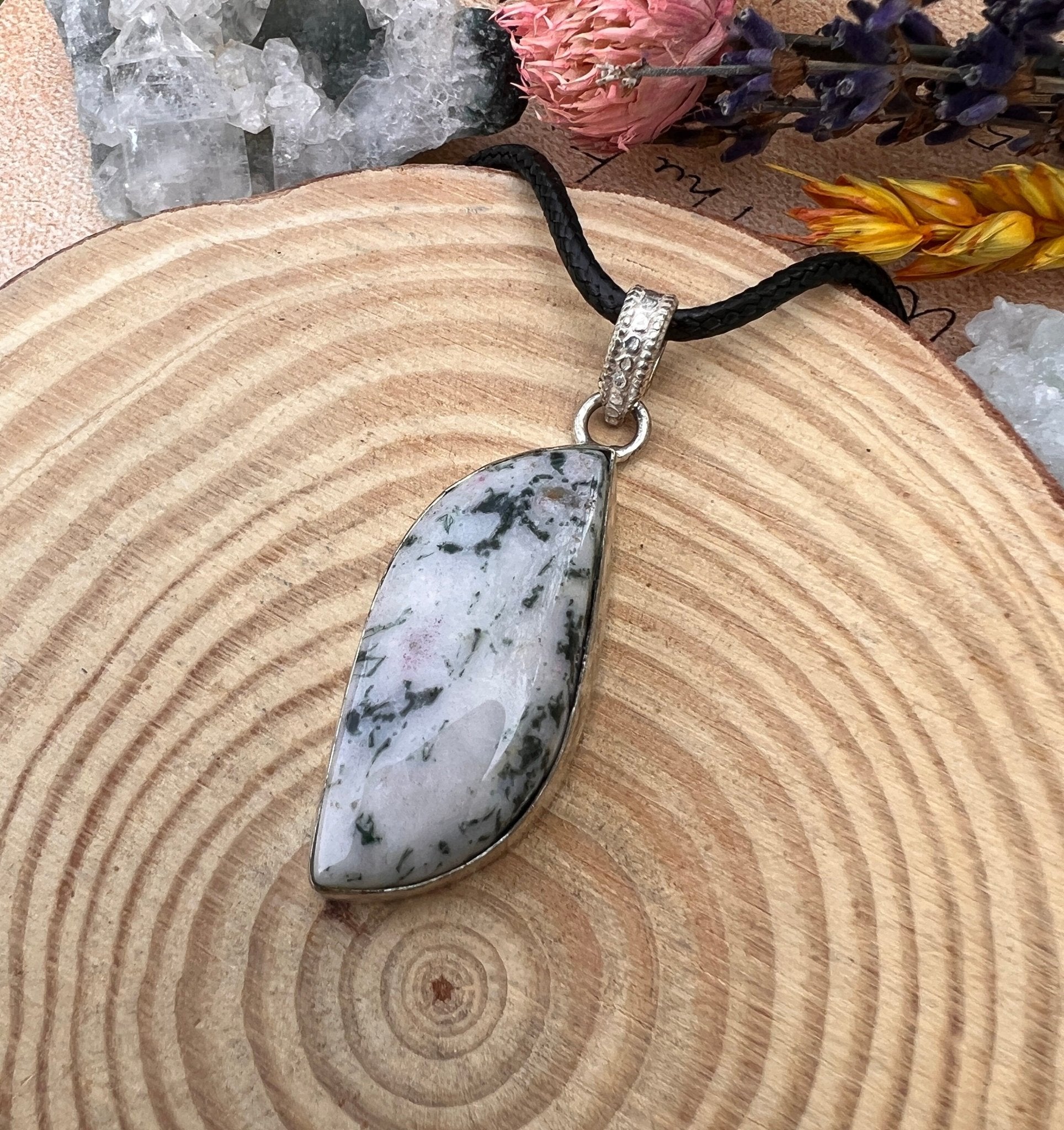 Tree Agate Pendant In Sterling Silver Statement Necklace Boho Pendant Unique Gift For Her GypsyJewelry - LunarGem - 