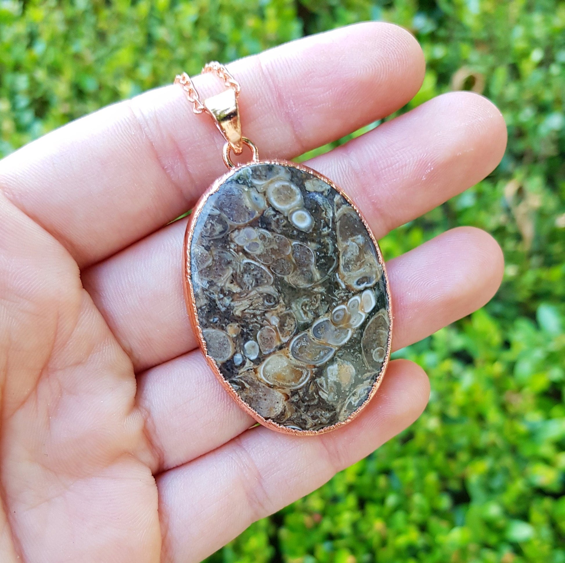 Turtella Jasper Copper Pendant Electroformed Necklace GypsyJewelry - LunarGem - Charms & Pendants