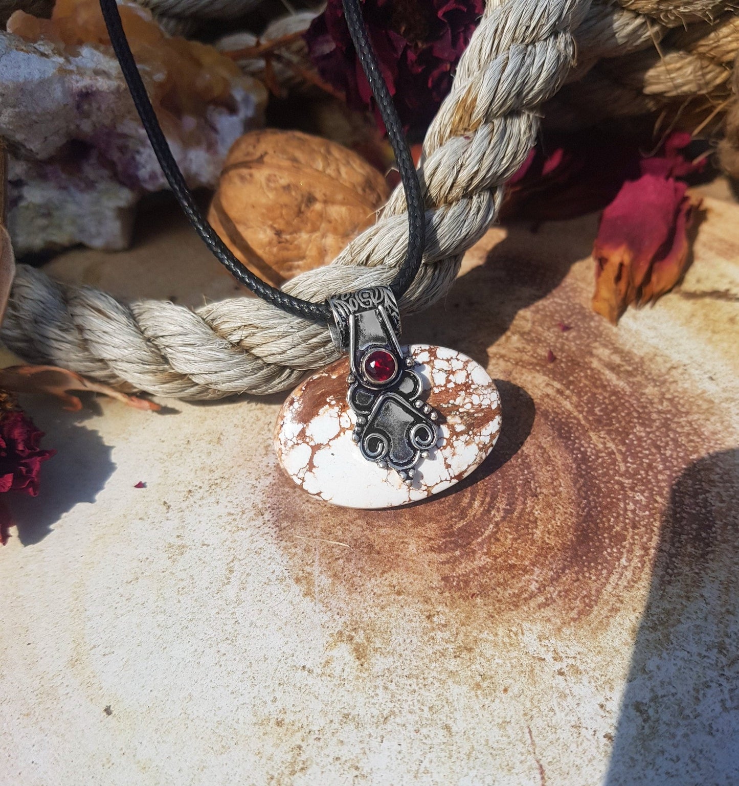 Wild Horse Jasper Pendant In Sterling Silver Statement Necklace - LunarGem - 