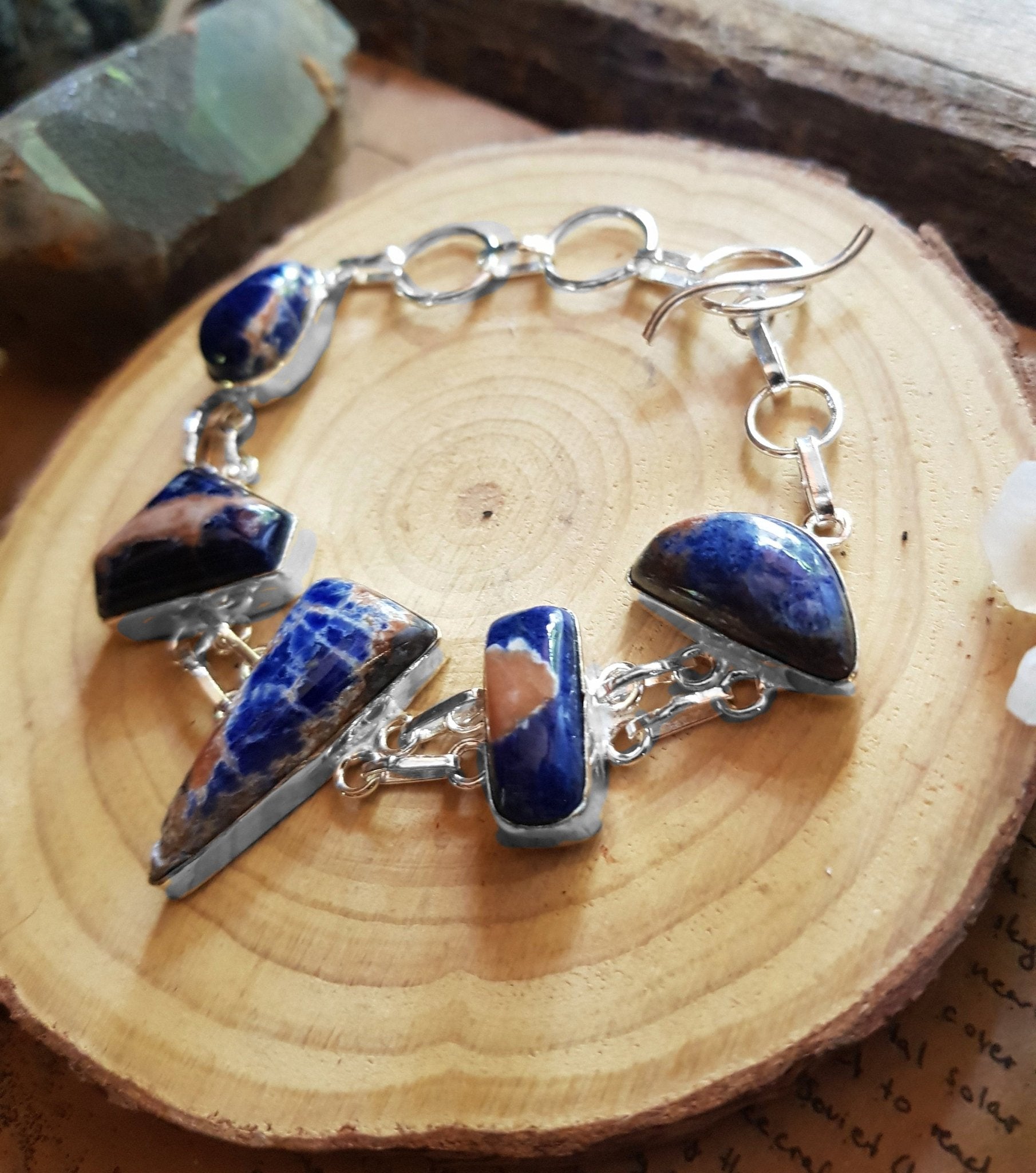 Adjustable Sodalite Bracelet In Sterling Silver Multi Stone Bracelet GypsyJewelry - LunarGem - 