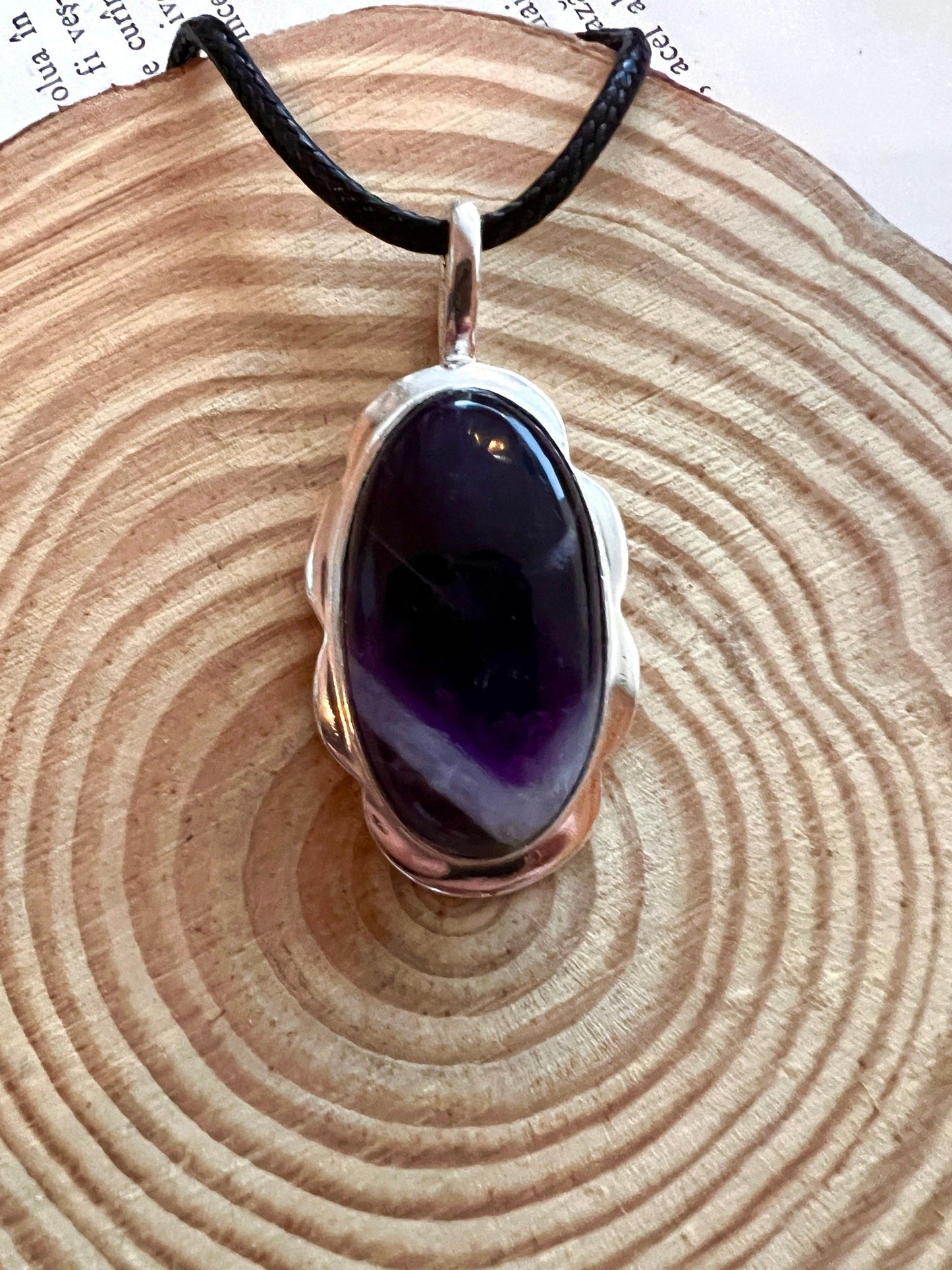 Amethyst Statement Pendant In Sterling Silver Crystal Necklace - LunarGem - 