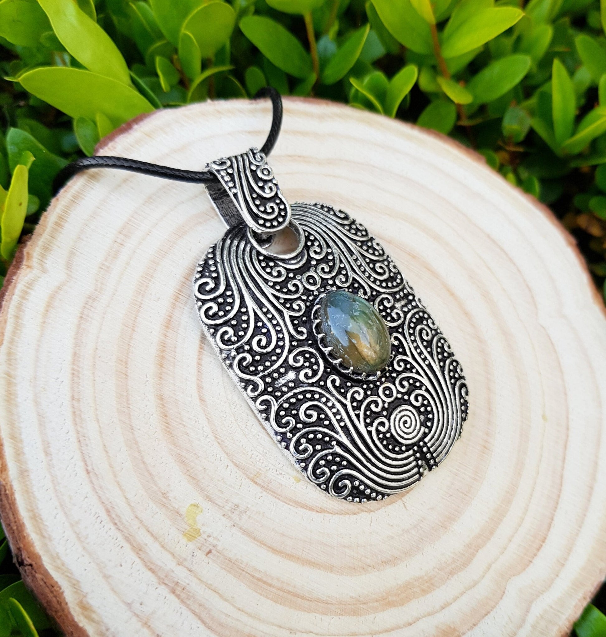 Big Labradorite And Carnelian Pendant In Sterling Silver Boho Crystal Necklace Gothic Necklace GypsyJewelry One Of A Kind Gift - LunarGem - Jewelry