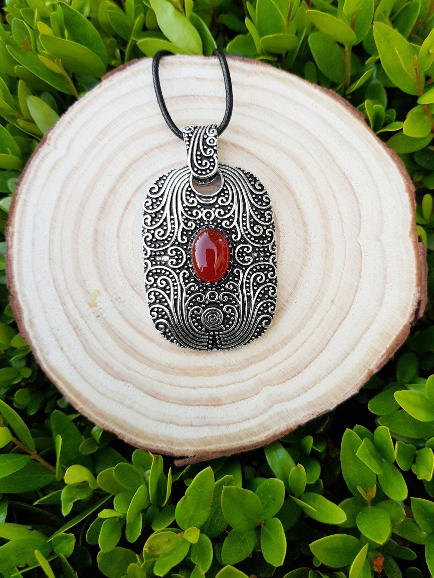 Big Labradorite And Carnelian Pendant In Sterling Silver Boho Crystal Necklace Gothic Necklace GypsyJewelry One Of A Kind Gift - LunarGem - Jewelry