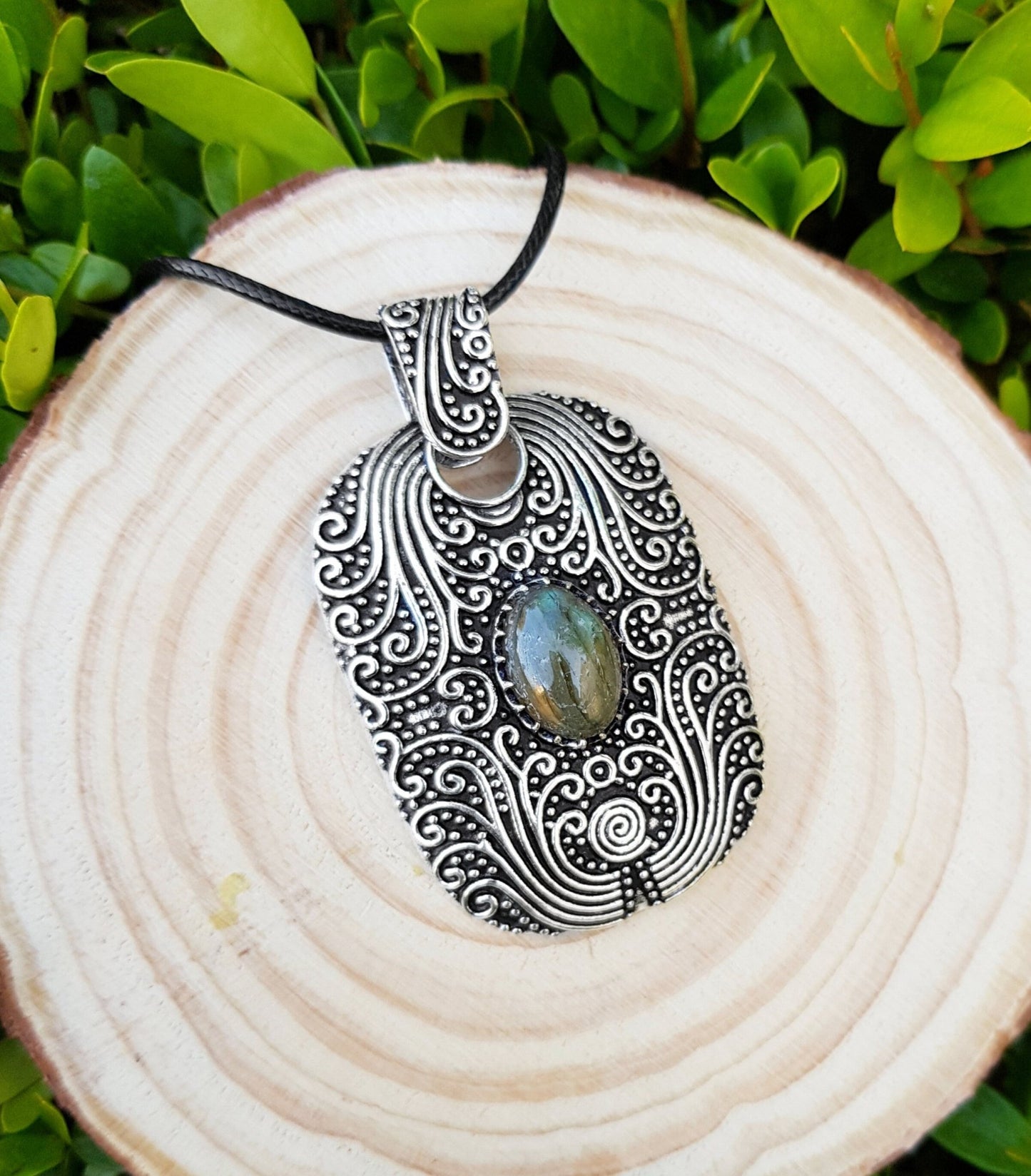 Big Labradorite And Carnelian Pendant In Sterling Silver Boho Crystal Necklace Gothic Necklace GypsyJewelry One Of A Kind Gift - LunarGem - Jewelry