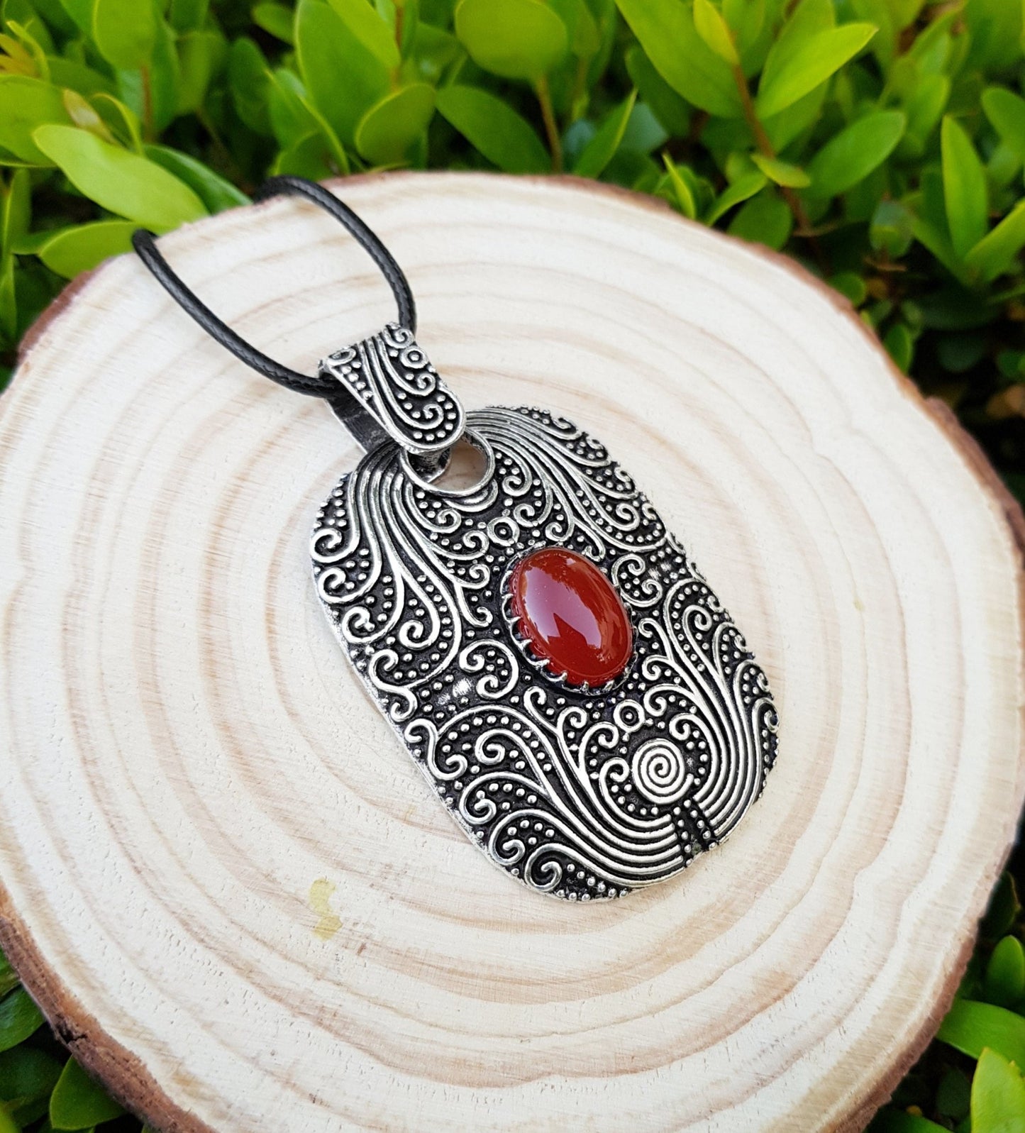 Big Labradorite And Carnelian Pendant In Sterling Silver Boho Crystal Necklace Gothic Necklace GypsyJewelry One Of A Kind Gift - LunarGem - Jewelry