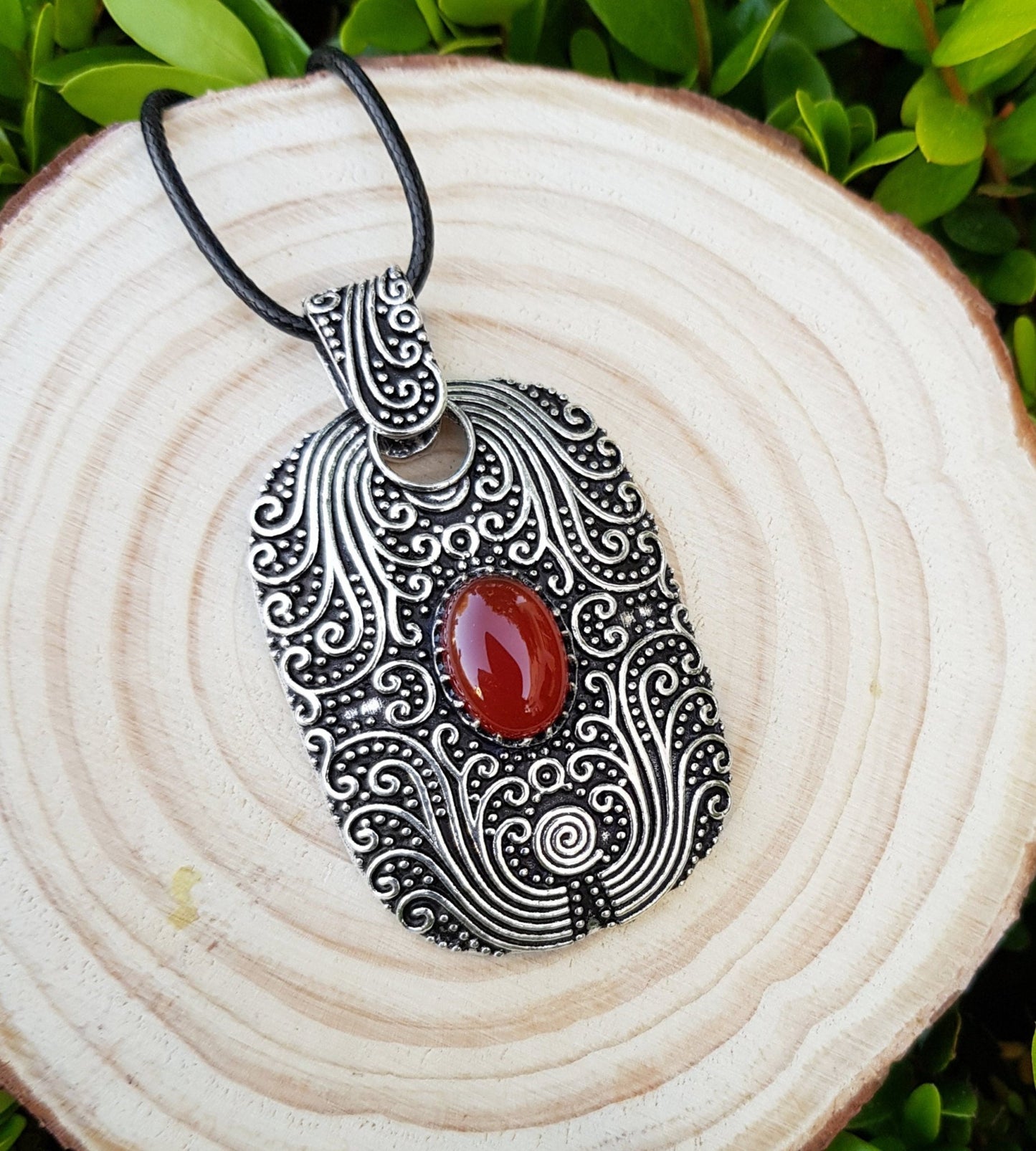 Big Labradorite And Carnelian Pendant In Sterling Silver Boho Crystal Necklace Gothic Necklace GypsyJewelry One Of A Kind Gift - LunarGem - Jewelry