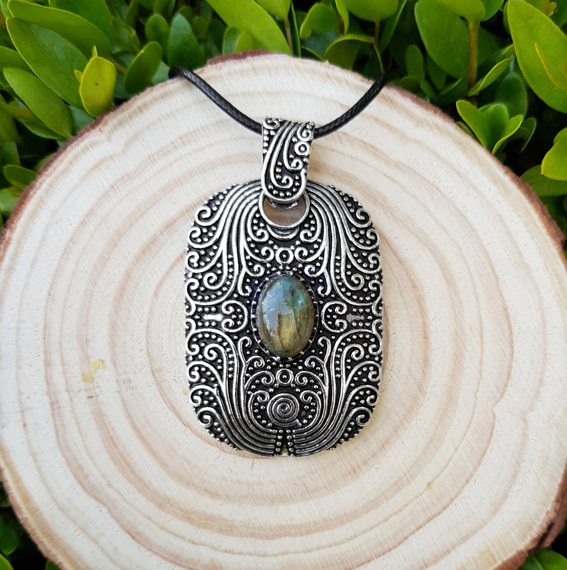 Big Labradorite And Carnelian Pendant In Sterling Silver Boho Crystal Necklace Gothic Necklace GypsyJewelry One Of A Kind Gift - LunarGem - Jewelry