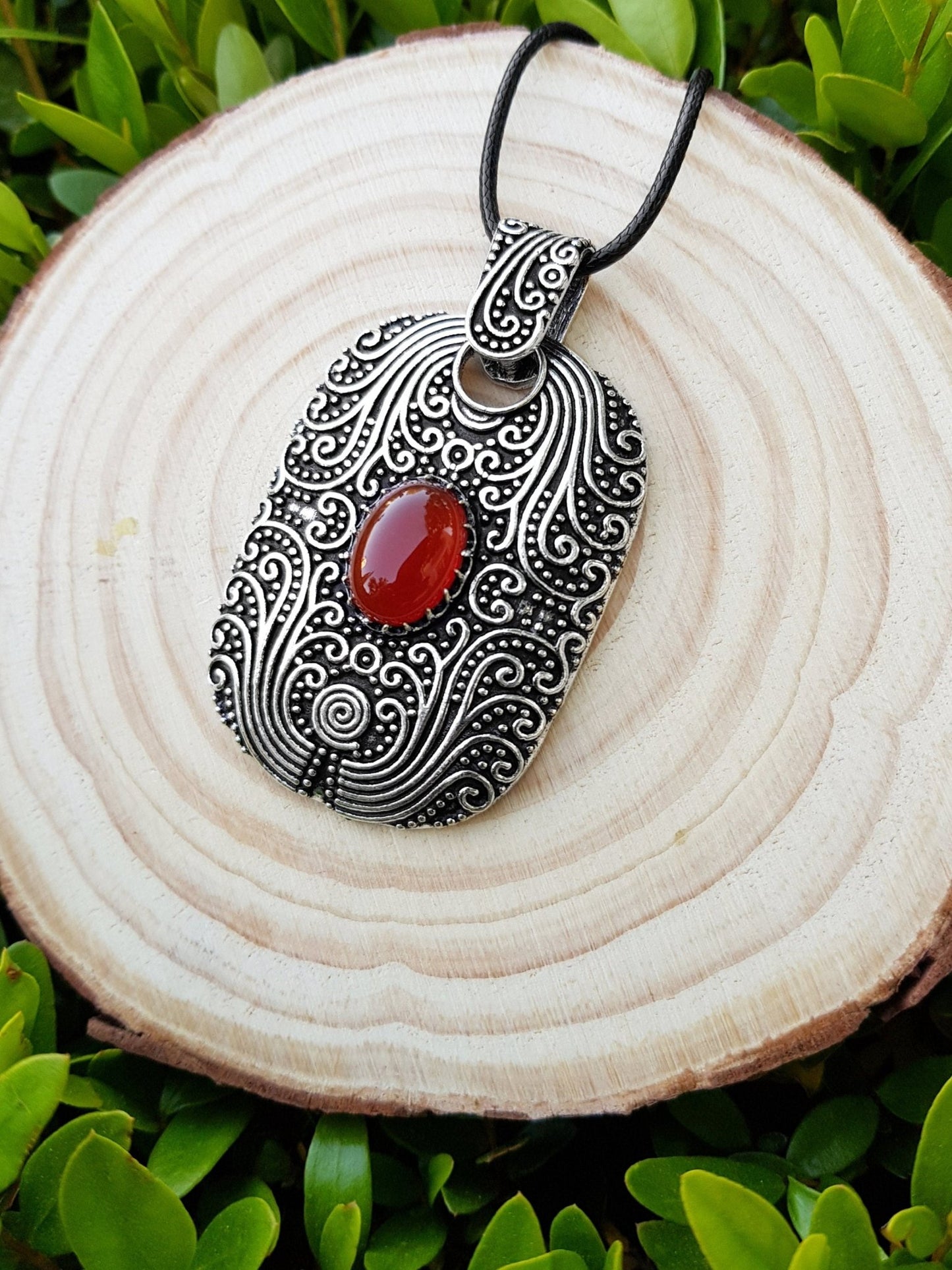 Big Labradorite And Carnelian Pendant In Sterling Silver Boho Crystal Necklace Gothic Necklace GypsyJewelry One Of A Kind Gift - LunarGem - Jewelry