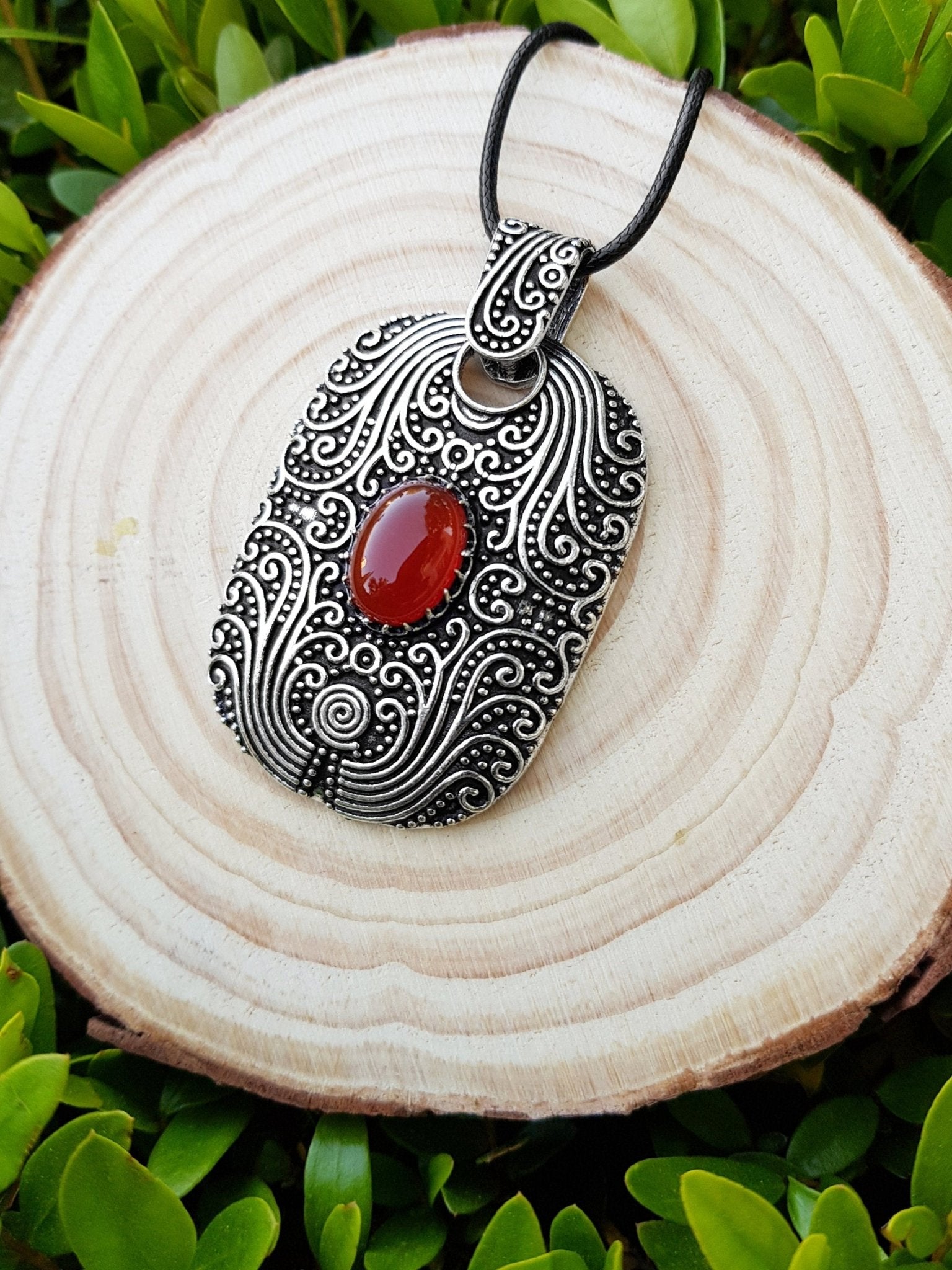 Big Labradorite And Carnelian Pendant In Sterling Silver Boho Crystal Necklace Gothic Necklace GypsyJewelry One Of A Kind Gift - LunarGem - Jewelry