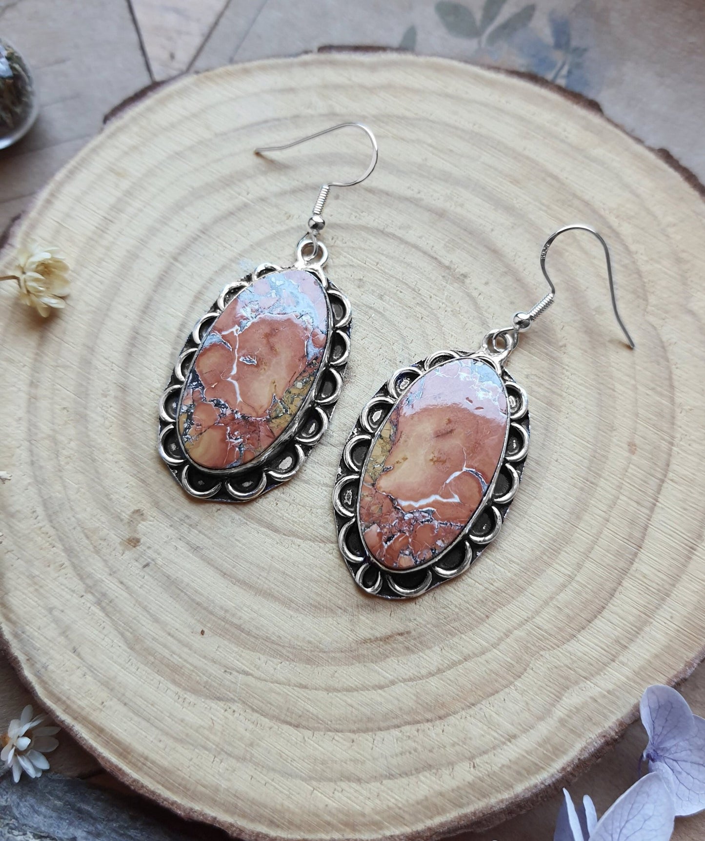 Breccited Mookaite Handmade Drop Dangle Earrings Jewelry - LunarGem - 