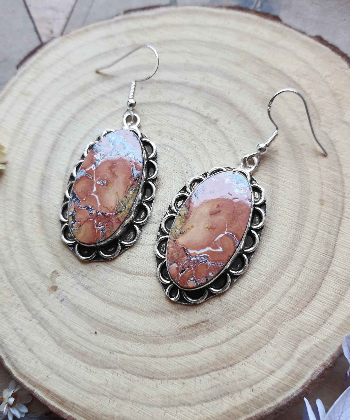 Breccited Mookaite Handmade Drop Dangle Earrings Jewelry - LunarGem - 