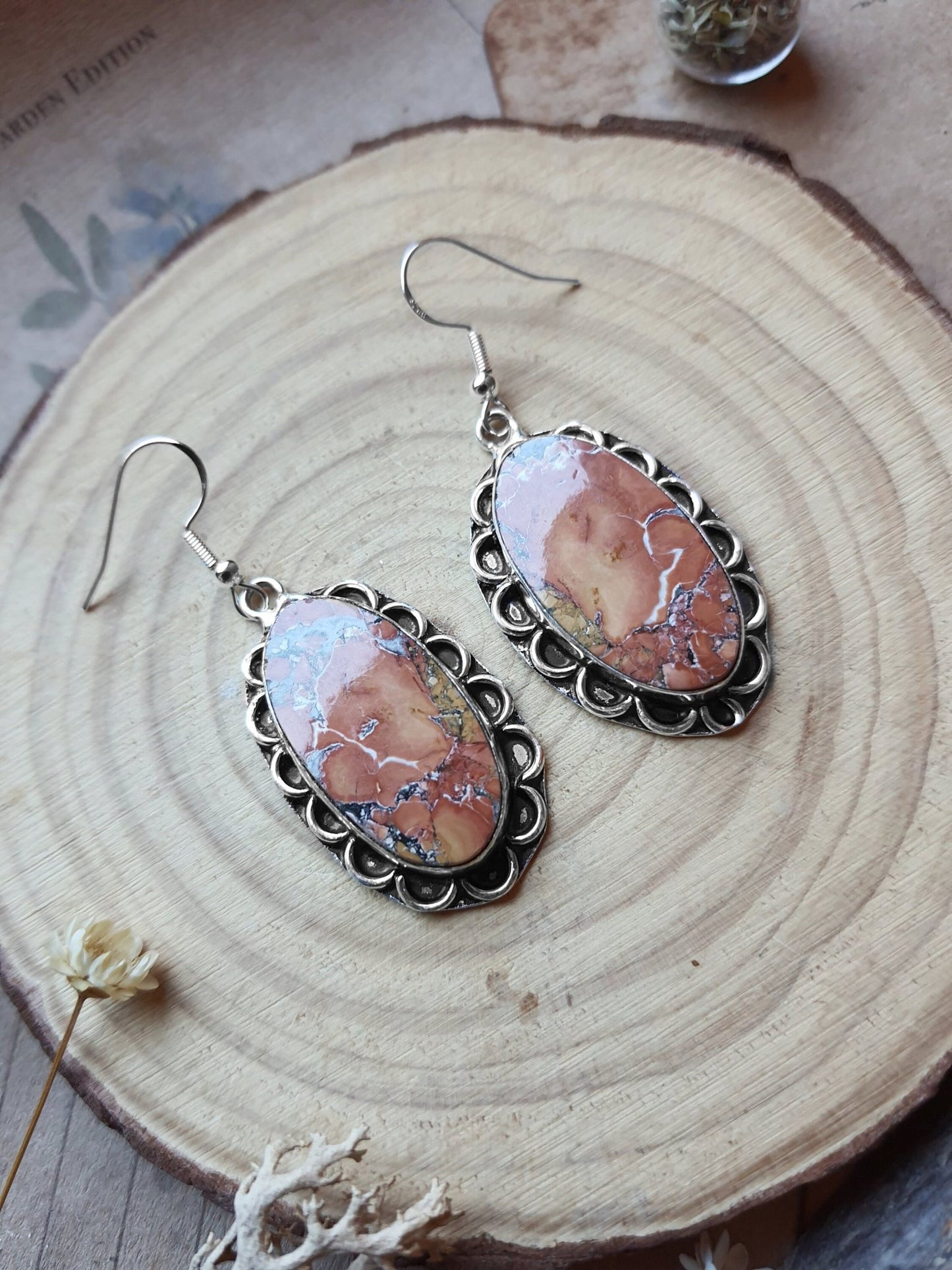 Breccited Mookaite Handmade Drop Dangle Earrings Jewelry - LunarGem - 