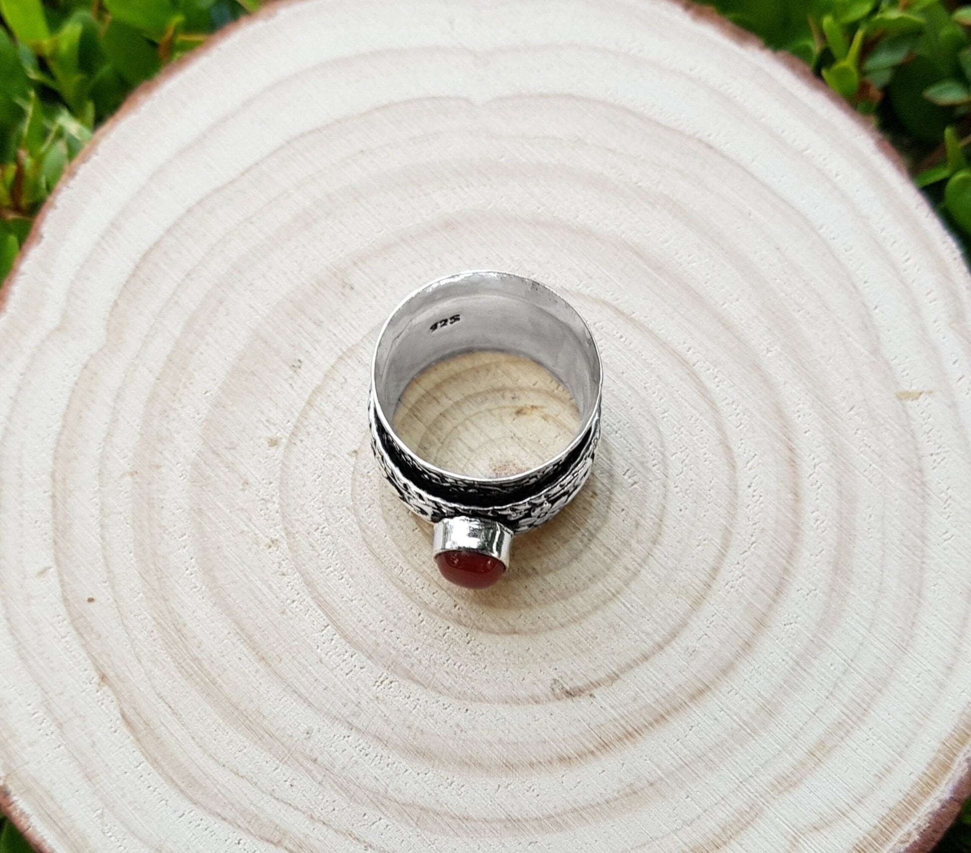 Carnelian Sterling Silver Spinner Ring Size US 7 1/4 Unisex Ring Boho Ring Gypsy Jewellery Statement Ring Unique Gift - LunarGem - Rings