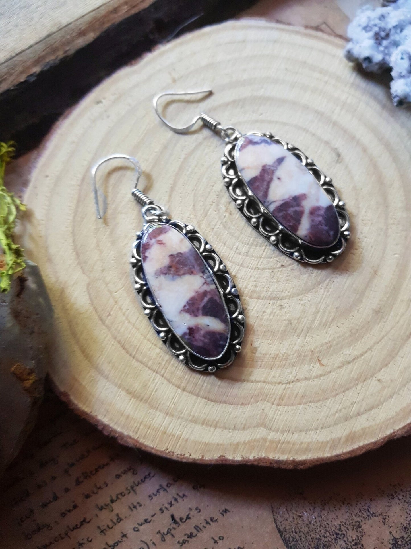 Coconut Jasper Earrings Sterling Silver Gemstone Earrings Boho Earrings Unique Gift One Of A Kind Jewellery Ethnic Earrings - LunarGem - 