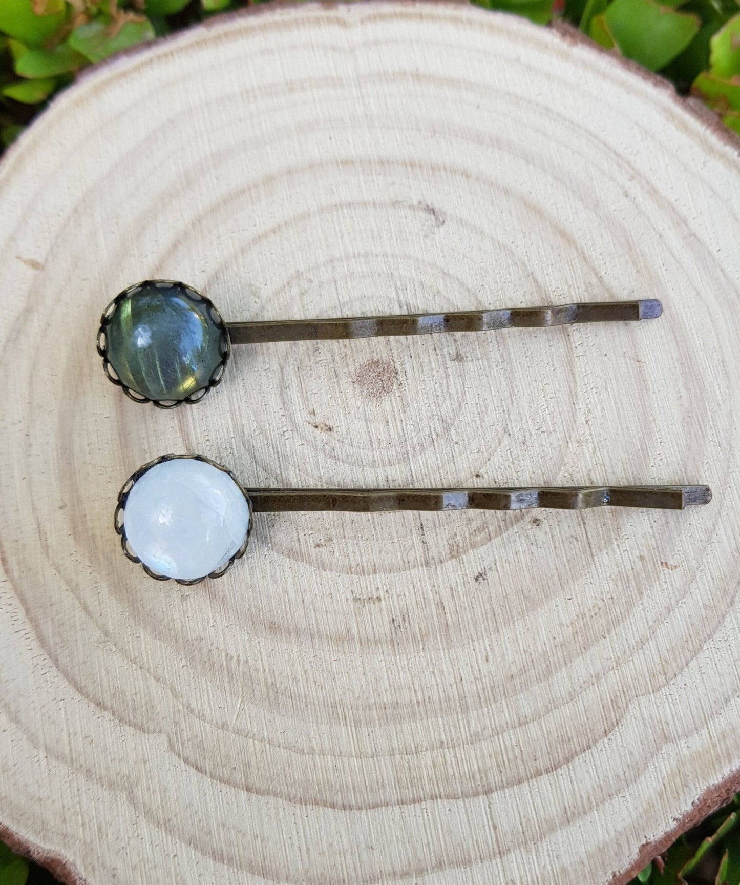 Crystal Bobby Pin, Moonstone Hair Pin, Crystal Hair Pin, Decorative Hair Accessories - LunarGem - Jewelry