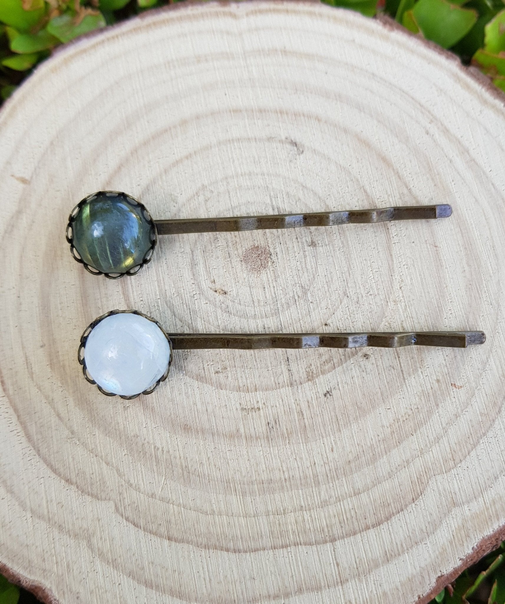 Crystal Bobby Pin, Moonstone Hair Pin, Crystal Hair Pin, Decorative Hair Accessories - LunarGem - Jewelry