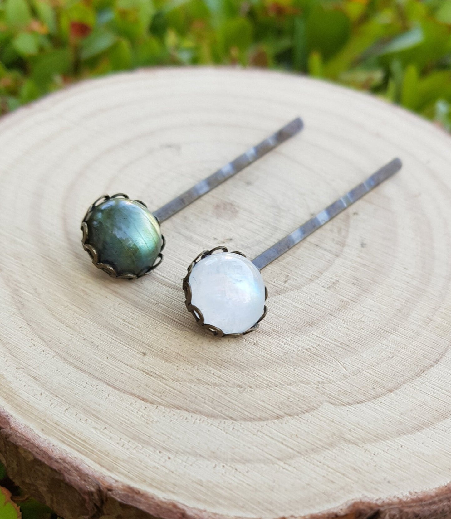 Crystal Bobby Pin, Moonstone Hair Pin, Crystal Hair Pin, Decorative Hair Accessories - LunarGem - Jewelry