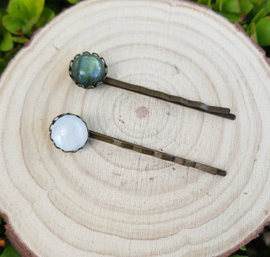 Crystal Bobby Pin, Moonstone Hair Pin, Crystal Hair Pin, Decorative Hair Accessories - LunarGem - Jewelry