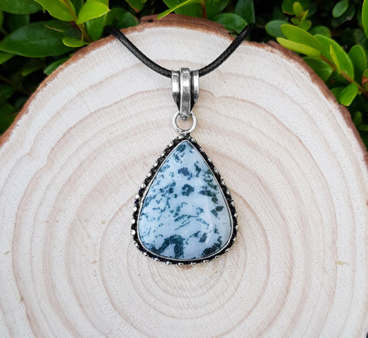 Tree Agate Pendant In Sterling Silver Statement Necklace Boho Pendant Unique Gift For Her GypsyJewelry