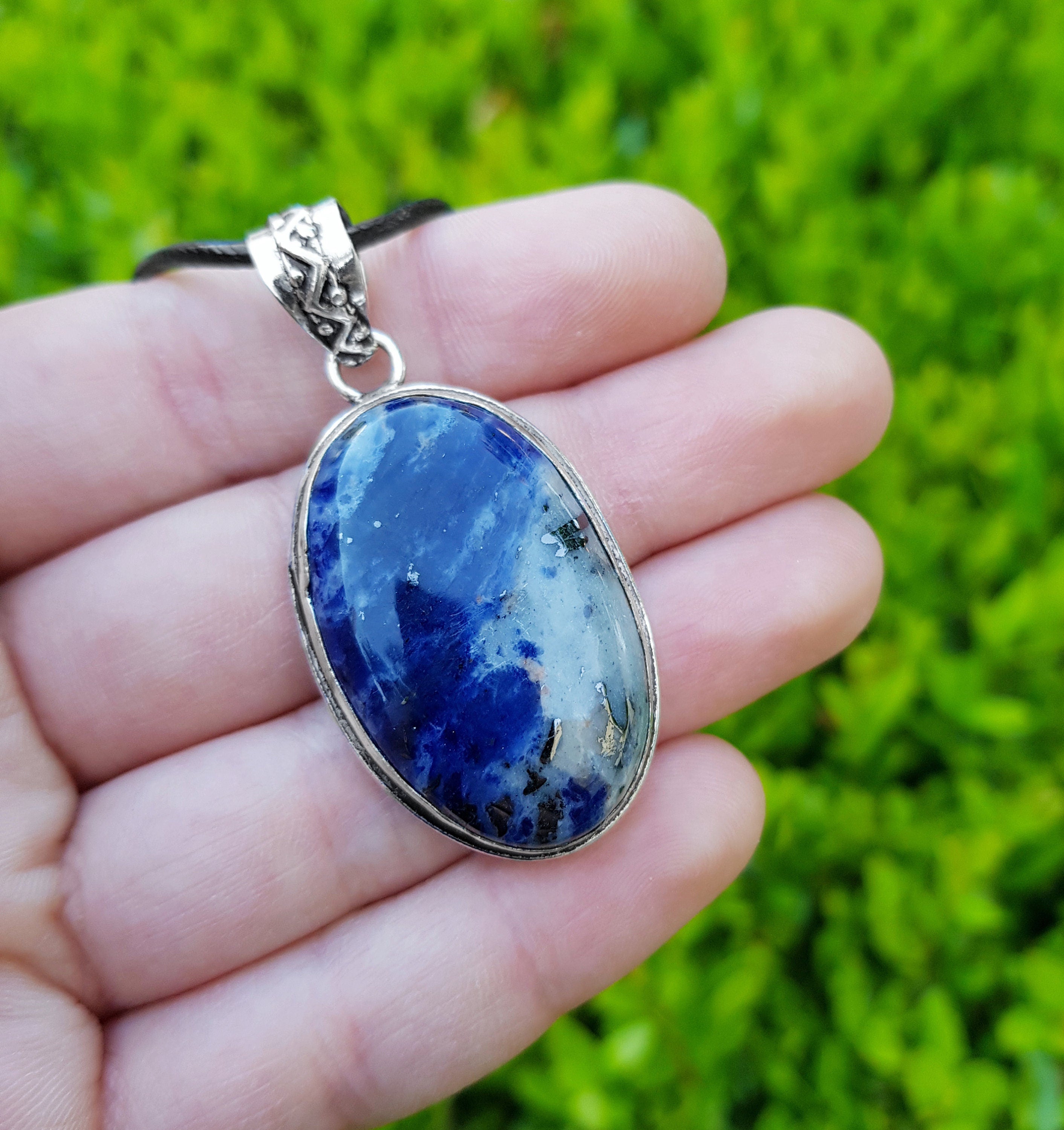 Stunning 925 Sterling Silver Sodalite Necklace deals