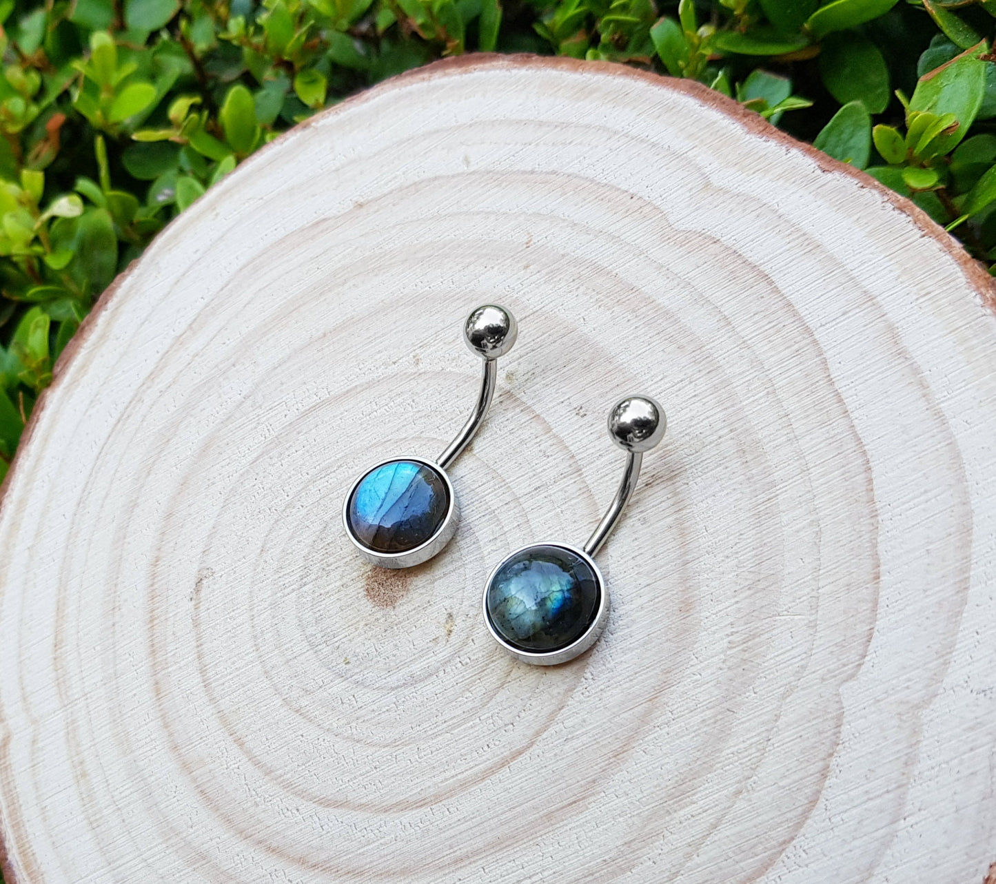 Rainbow Moonstone Belly Button Ring, Surgical Stainless Steel Hypoallergenic Belly Ring Labradorite Belly Bar Boho Belly Ring