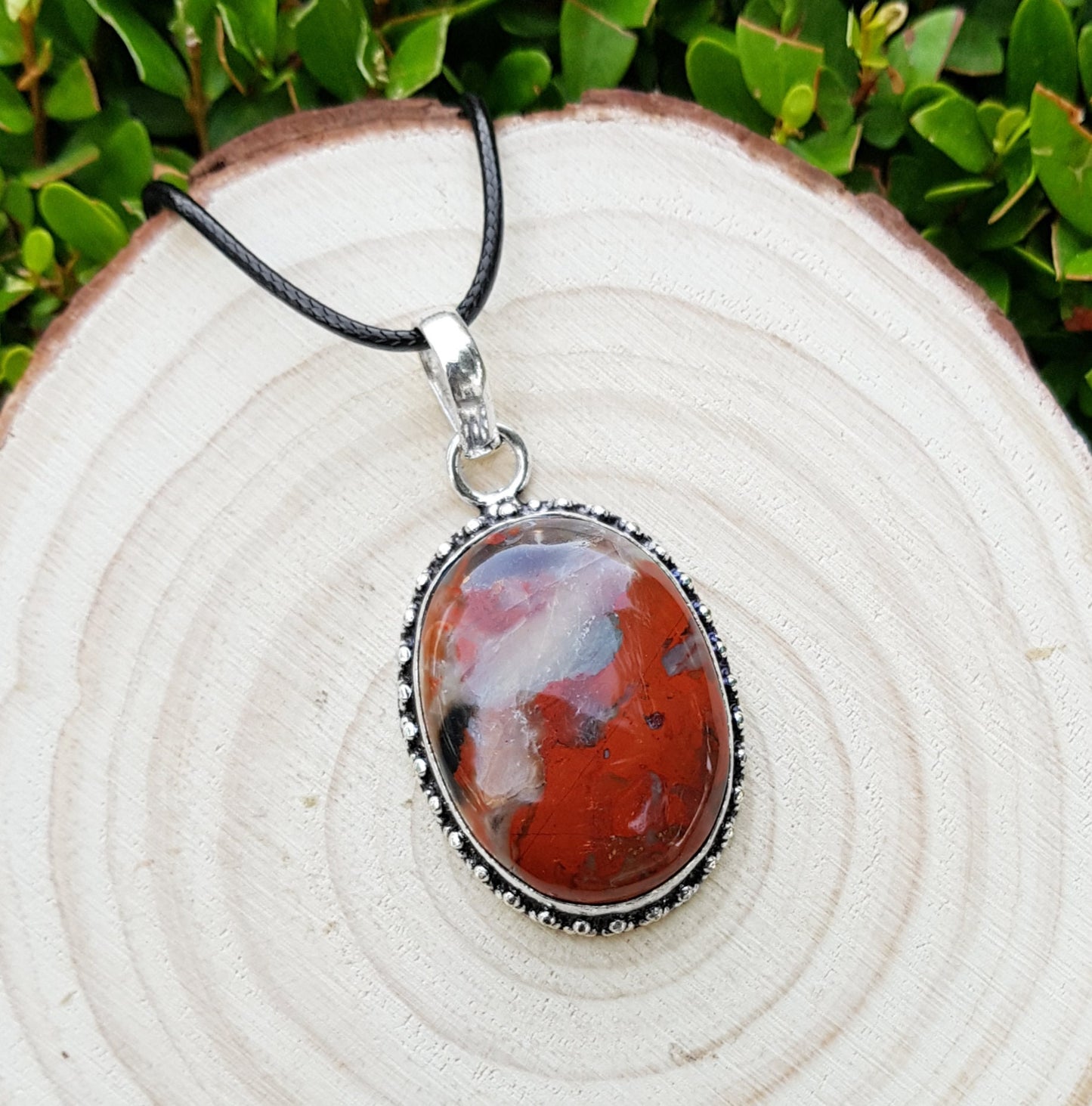Bloodstone Statement Necklace In Sterling Silver