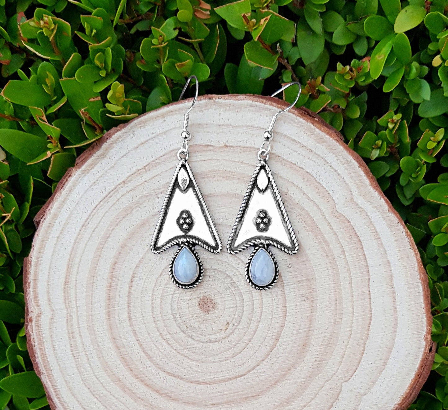 White Moonstone Earrings In Sterling Silver Dangle Earrings Statement Earrings Boho Gemstone Earrings Unique Jewellery