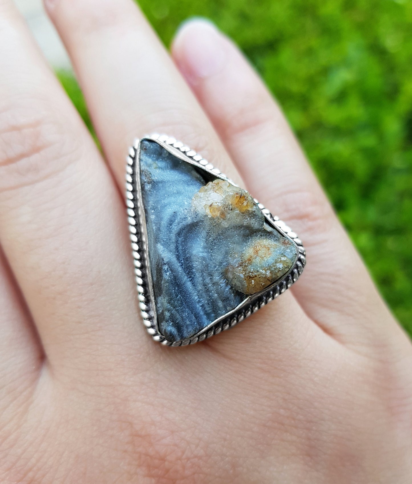 Raw Desert Druzy Ring In Sterling Silver Size US 8 Raw Gemstone Ring One Of A Kind Jewelry