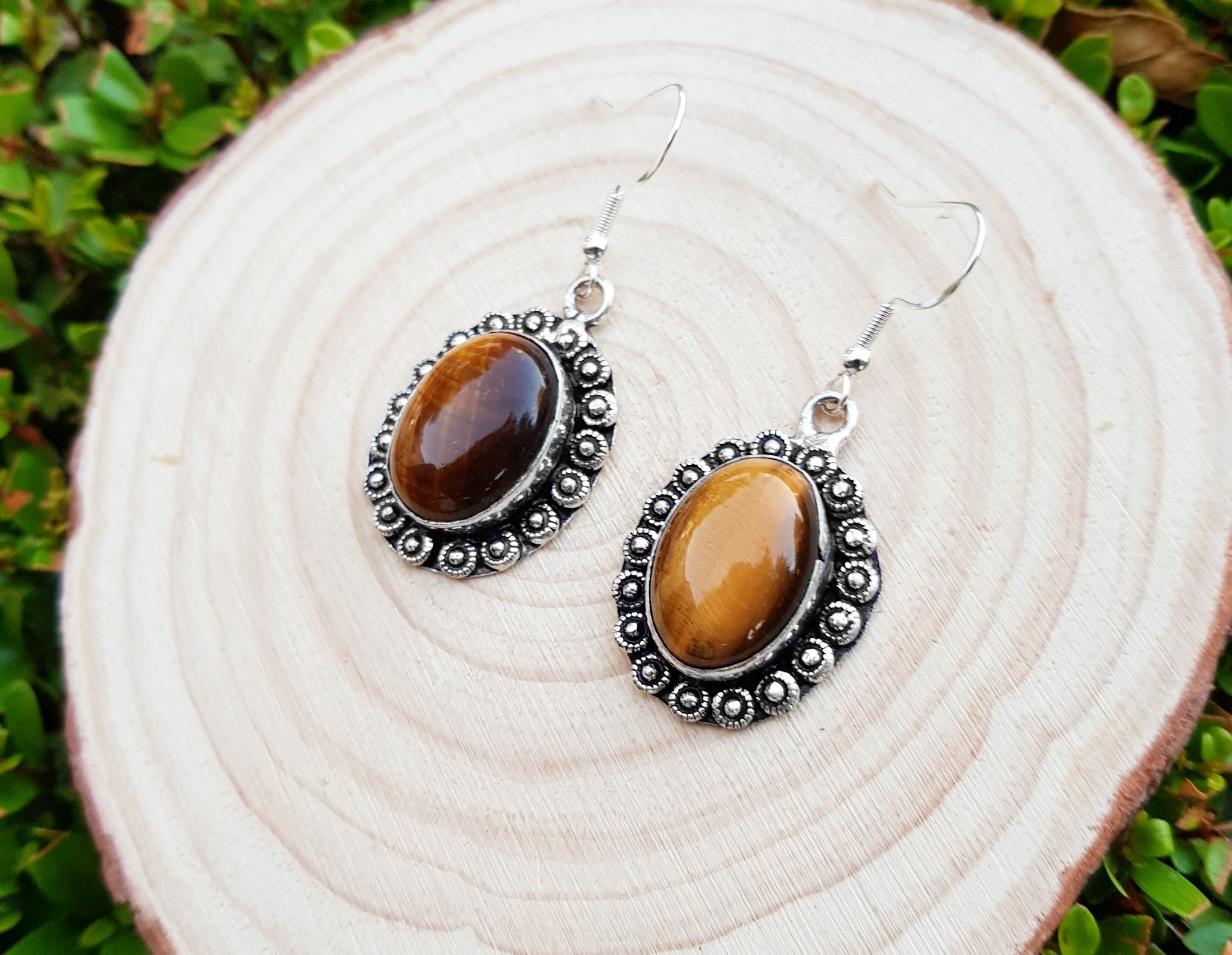 Tiger’s eye earring sterling silver set long teardrops dangly boho large statement tigereye dangles jewelry selling set ring bracelet gifts for her