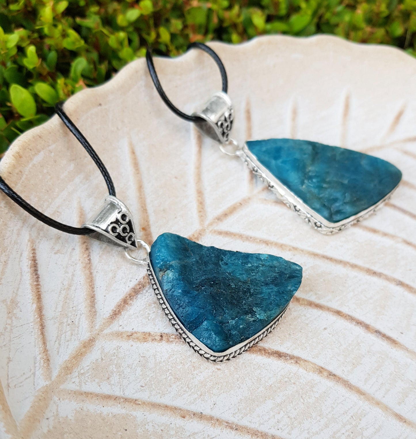 Blue Raw Apatite Necklace In Sterling Silver Boho Crystal Necklace GypsyJewelry Unique Gift For Women
