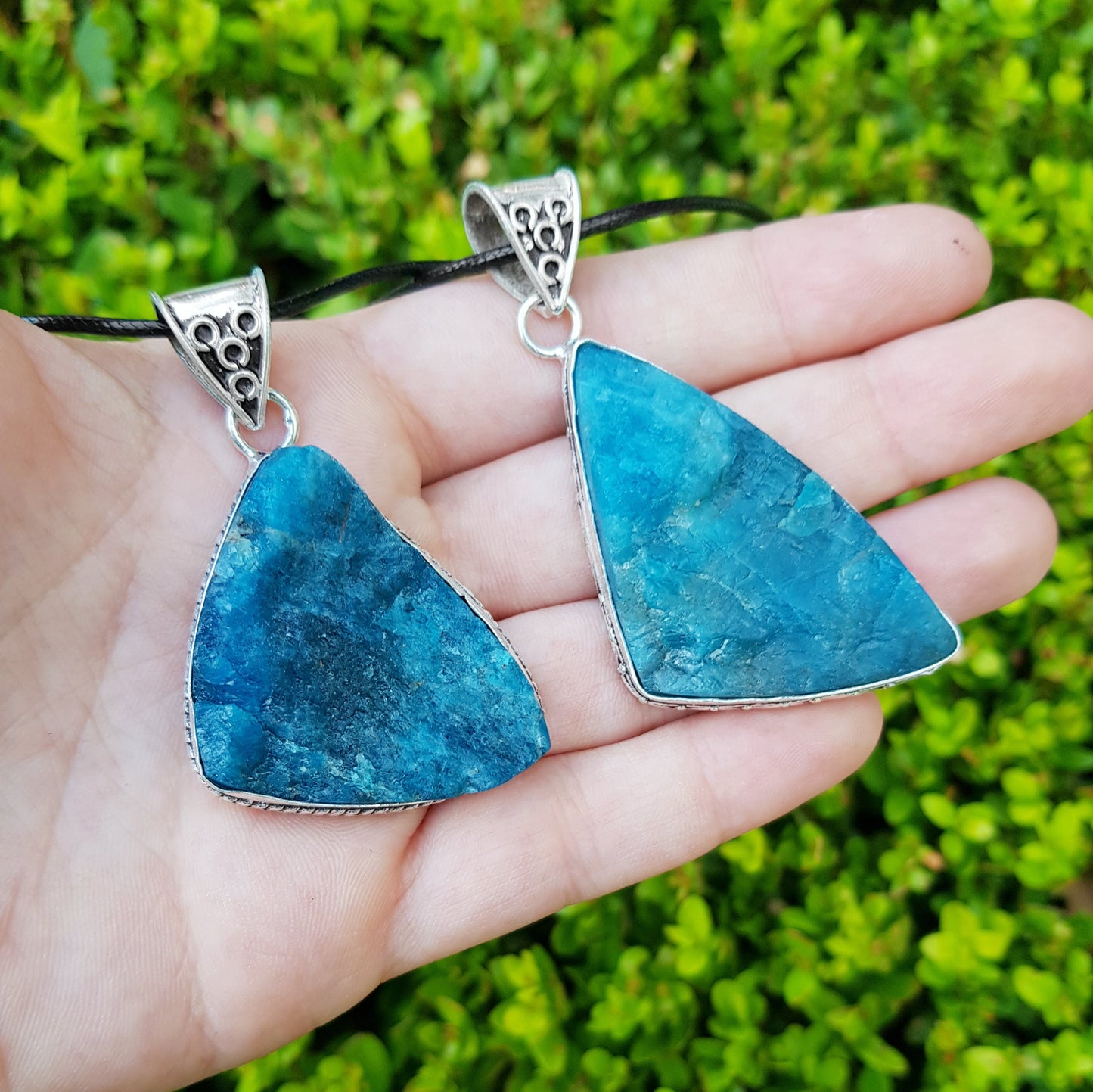 Blue Raw Apatite Necklace In Sterling Silver Boho Crystal Necklace GypsyJewelry Unique Gift For Women