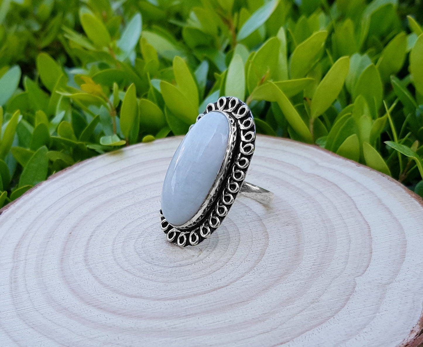 Rainbow Moonstone Ring In Sterling Silver Size US 8 Boho Crystal Ring Gemstone Ring GypsyJewelry One Of A Kind Gift For Women