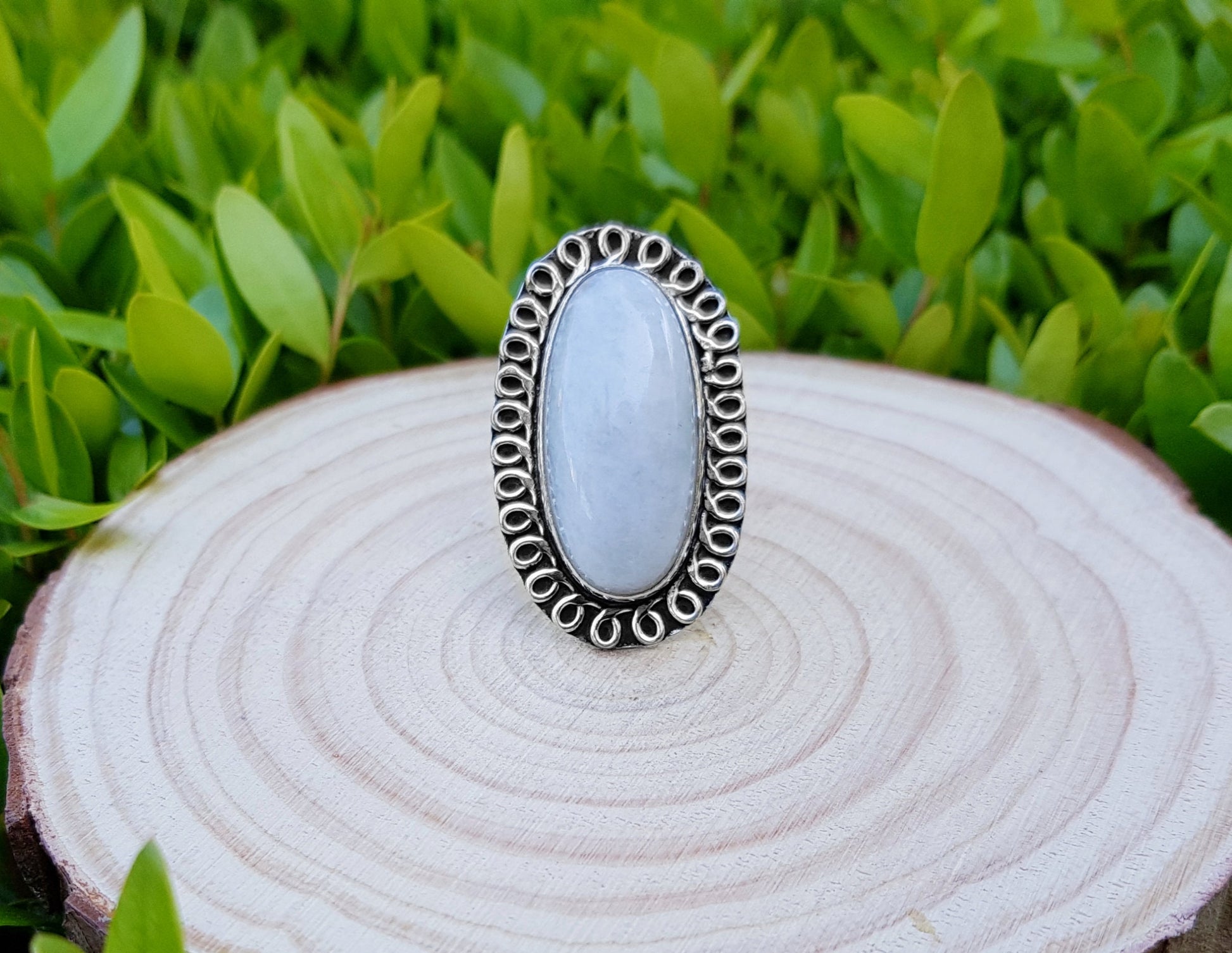 Rainbow Moonstone Ring In Sterling Silver Size US 8 Boho Crystal Ring Gemstone Ring GypsyJewelry One Of A Kind Gift For Women