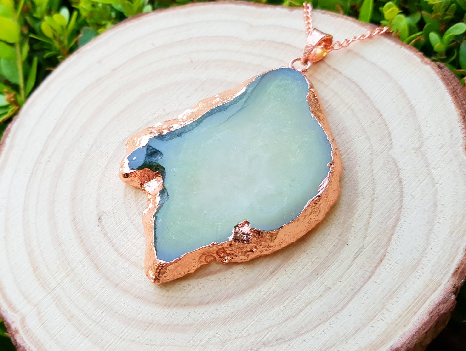 Big Natural Agate Pendant Electroformed Copper Statement Pendant Boho Gemstone Necklace Unique Gift One Of A Kind Gift