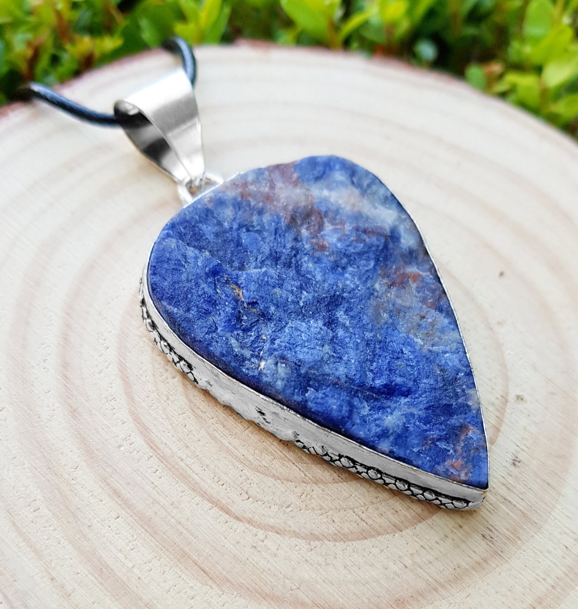 Sodalite Pendant In Sterling Silver Boho Crystal Necklace Unique Gift For Women GypsyJewelry