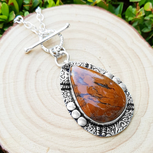 Mexican Laguna Lace Agate Statement Necklace In Sterling Silver Boho Gemstone Necklace One Of A Kind Gift Unique Jewellery