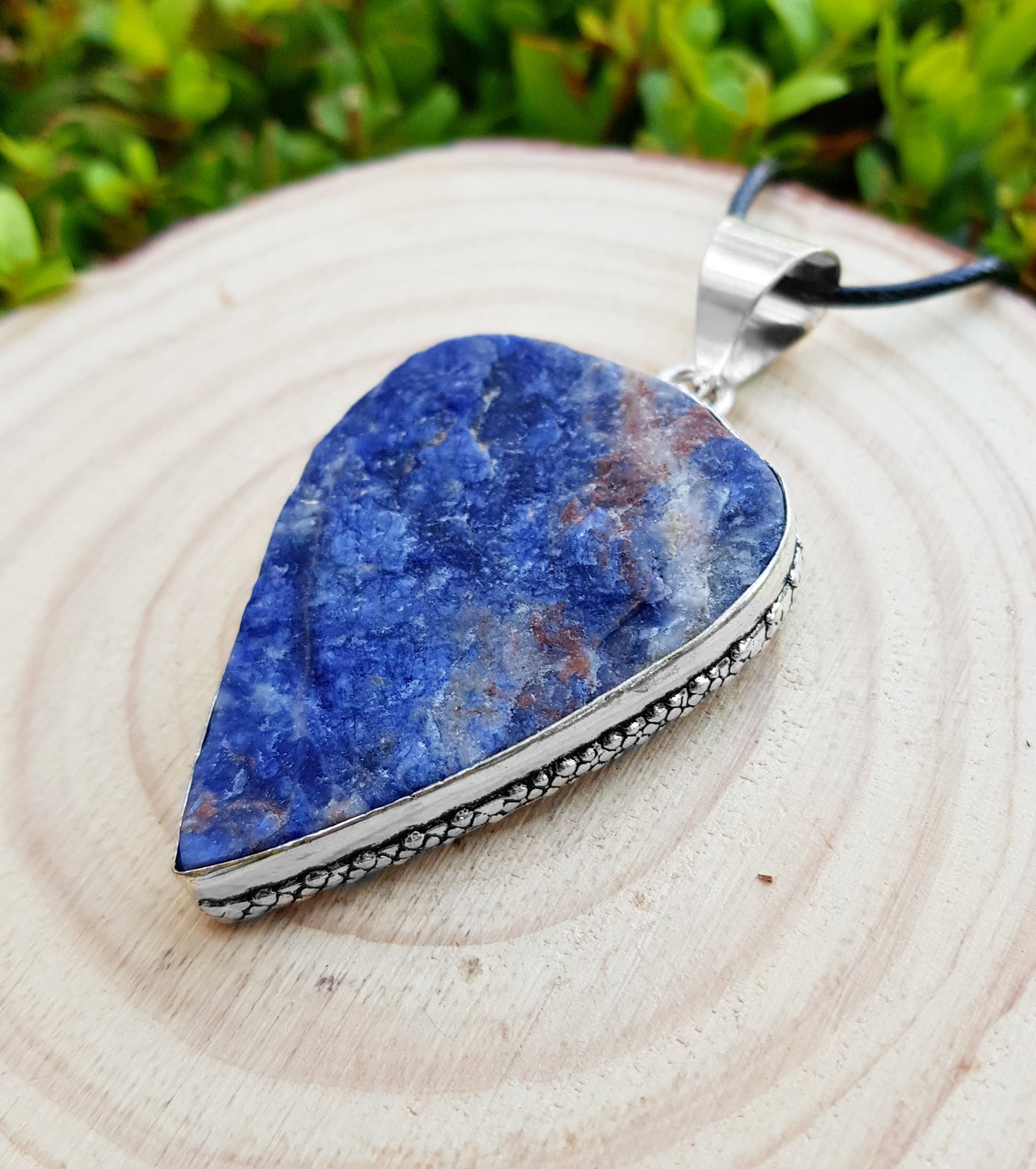 Sodalite Pendant In Sterling Silver Boho Crystal Necklace Unique Gift For Women GypsyJewelry