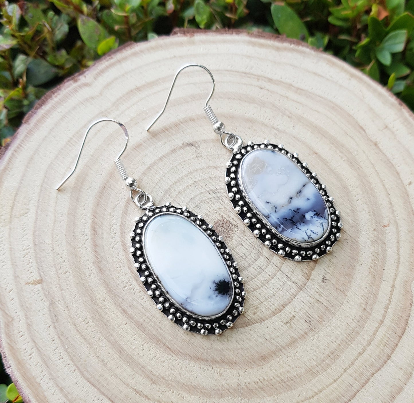 Dendrite Opal Earrings In Sterling Silver Boho Earrings Dangle Earrings GypsyJewelry Unique Gift For Women