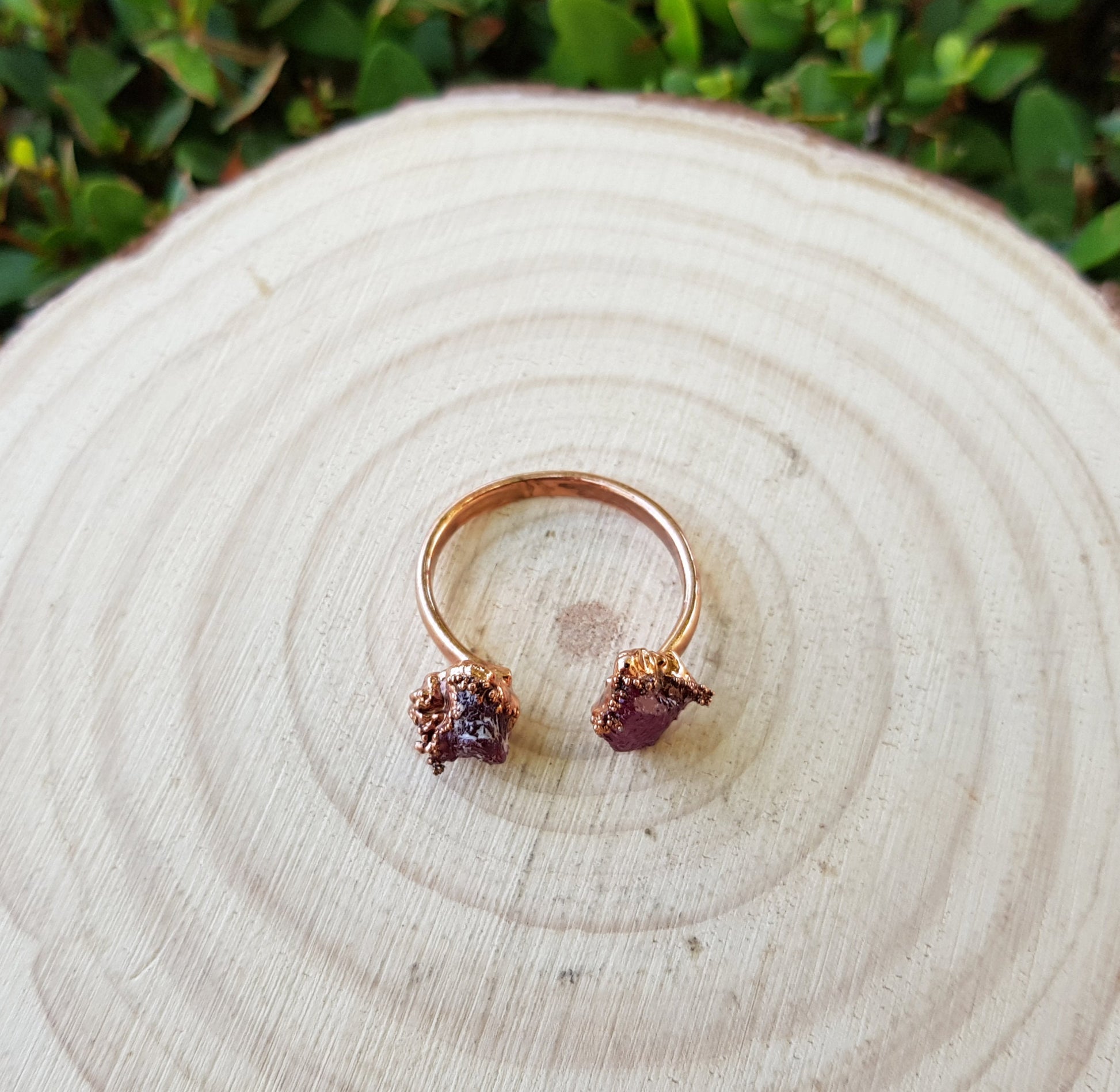 Raw Pink Tourmaline Stacking Ring US 6 Electroformed Copper Ring Multi Stone Crystal Ring Boho Ring GypsyJewelry