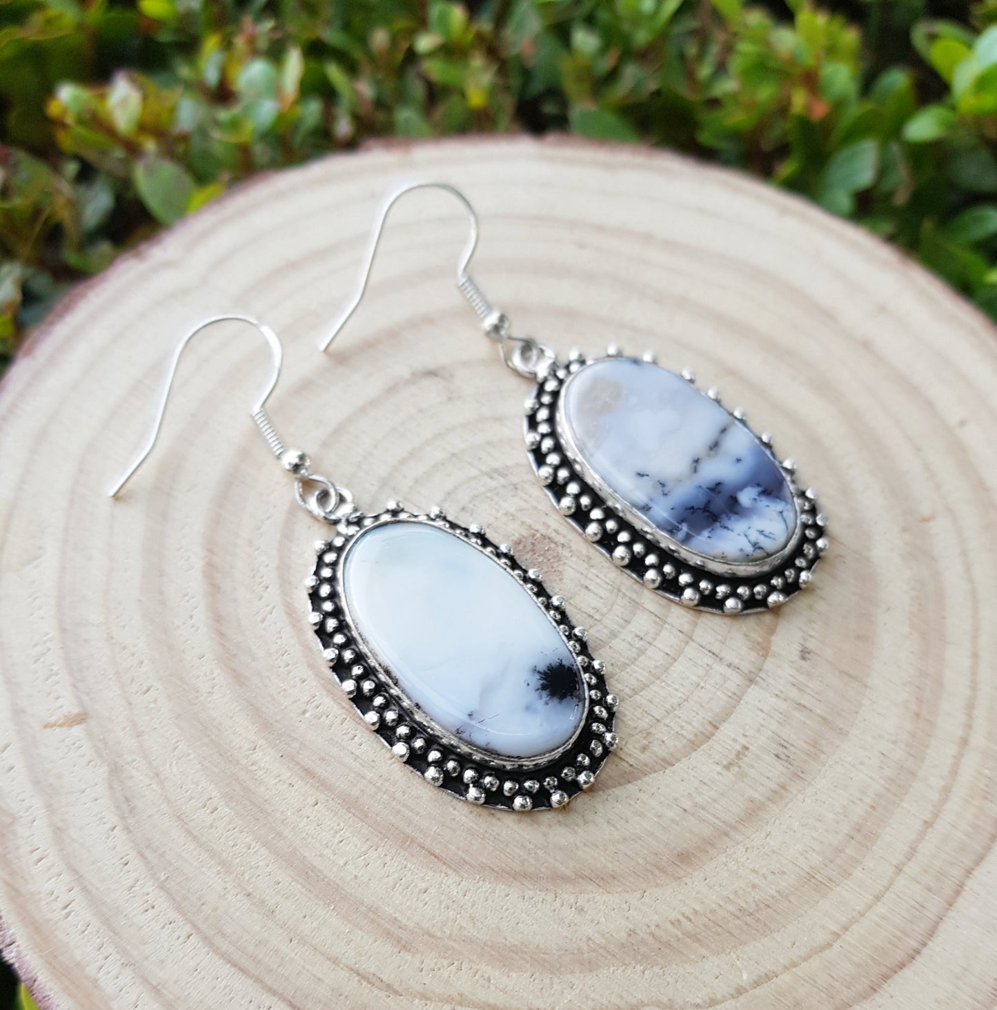 Dendrite Opal Earrings In Sterling Silver Boho Earrings Dangle Earrings GypsyJewelry Unique Gift For Women