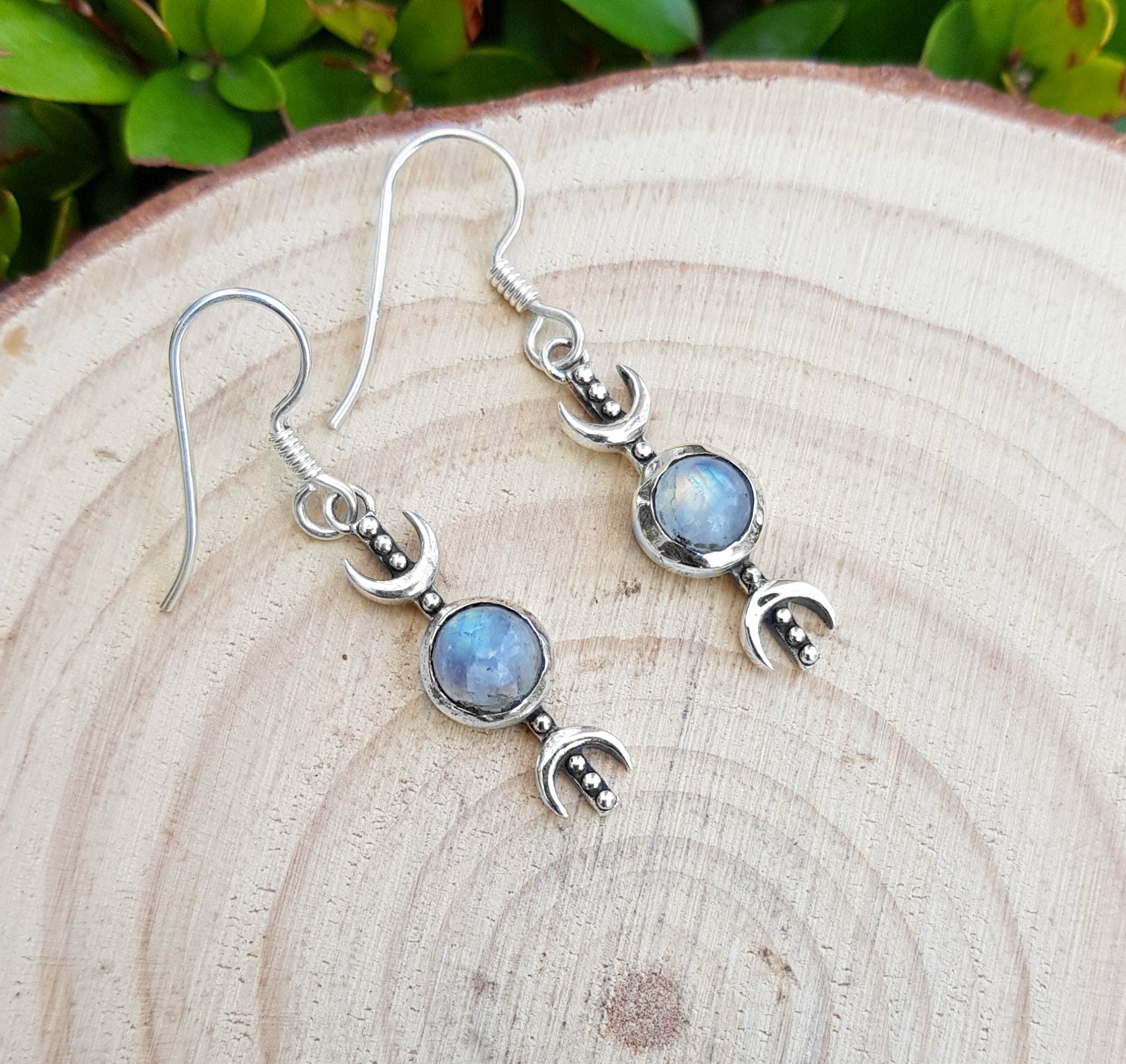 Rainbow Moonstone online Earring- Gemstone Earring- Push Back Earring- Blue Fire Moonstone Earring- Sterling Silver Earring - Bezel Earrings