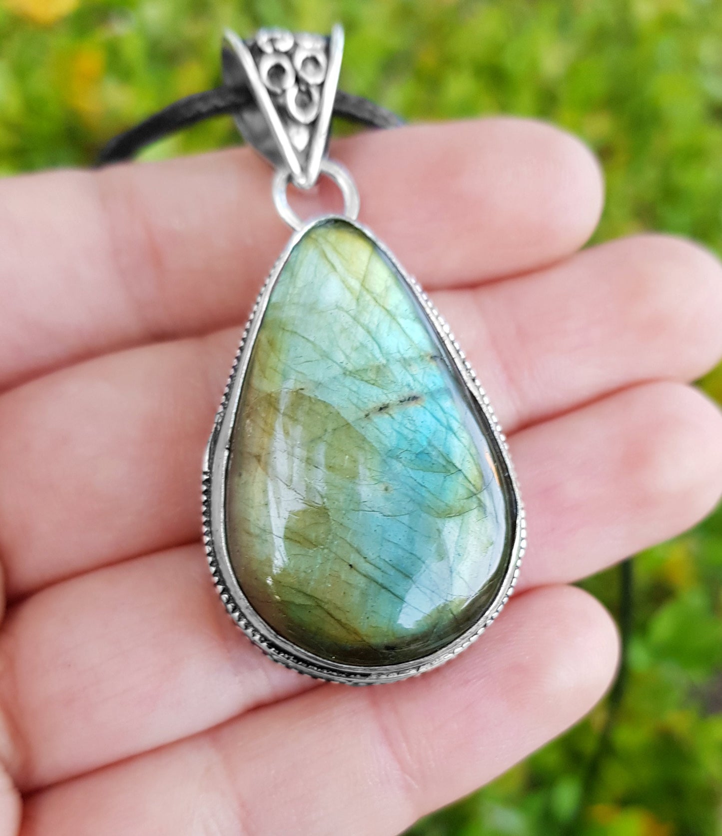 Natural Labradorite Necklace In Sterling Silver Statement Necklace Unique Jewelry One Of A Kind Gift