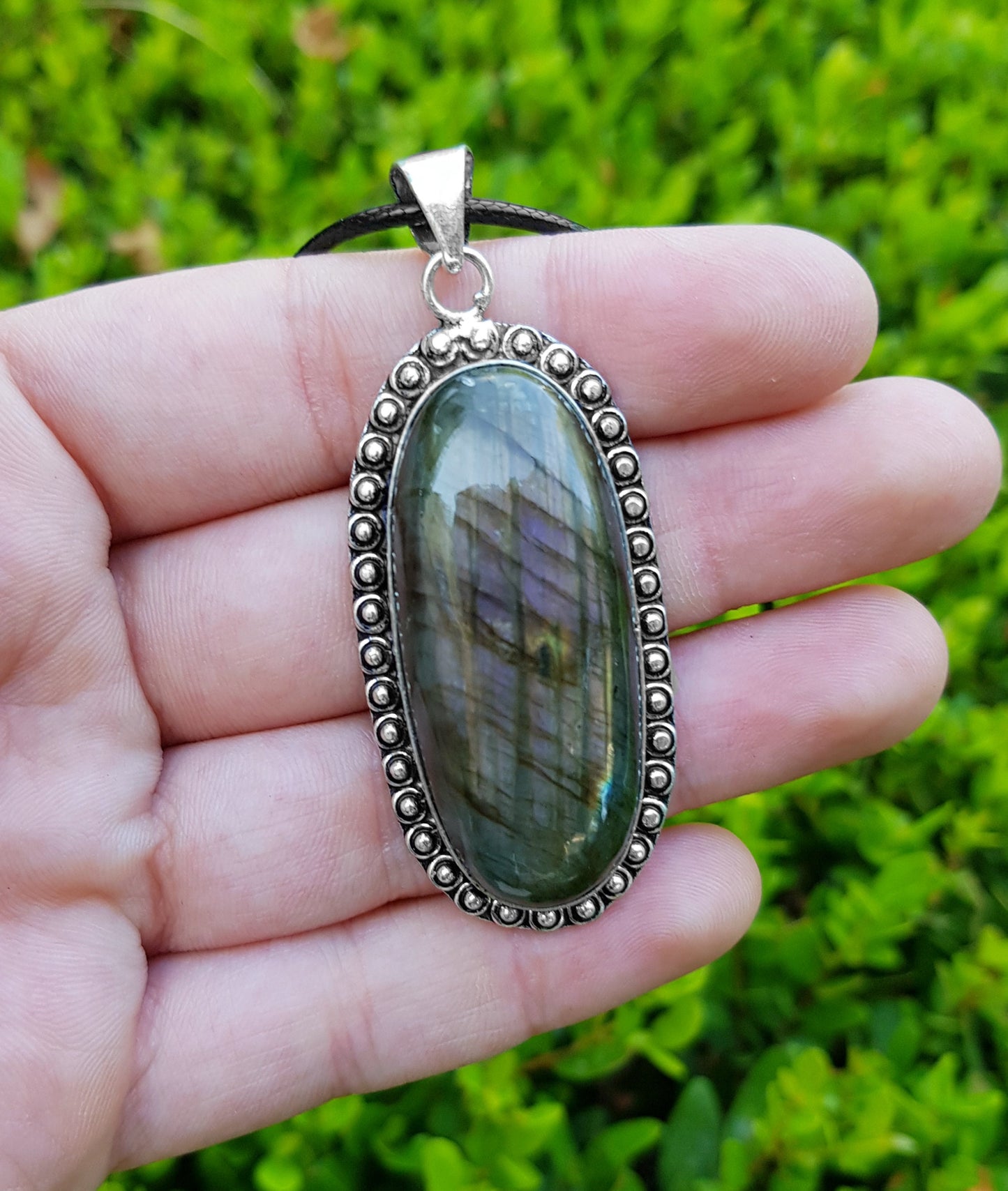 Big Labradorite Pendant In Sterling Silver Statement Necklace Boho Pendant One Of A Kind Gift