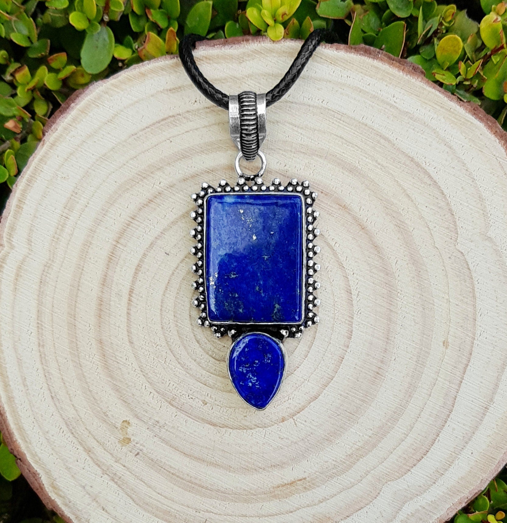 Lapis Lazuli Multi Stone Pendant In Sterling Silver Birthstone Necklace Boho Crystal Necklace Unisex Necklace Unique Gift