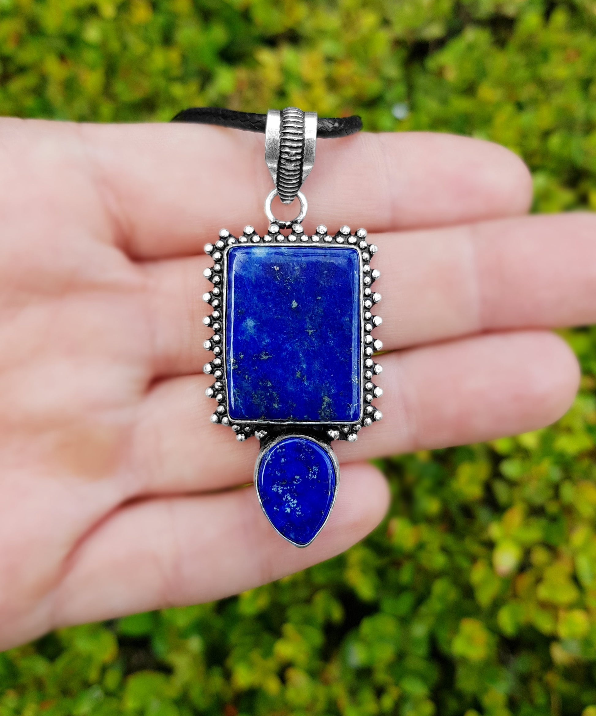 Lapis Lazuli Multi Stone Pendant In Sterling Silver Birthstone Necklace Boho Crystal Necklace Unisex Necklace Unique Gift
